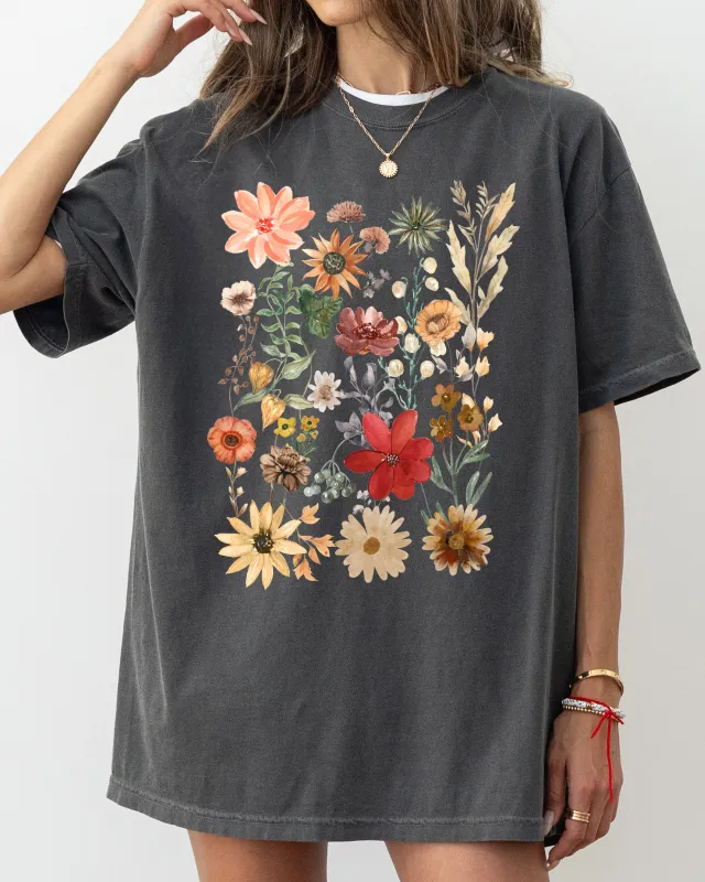 Autumn Pressed Flowers, Beautiful, Nature, Leaves, Botanical, Fall Shirt Comfort Colors T-Shirt sold by Refinery Number One
