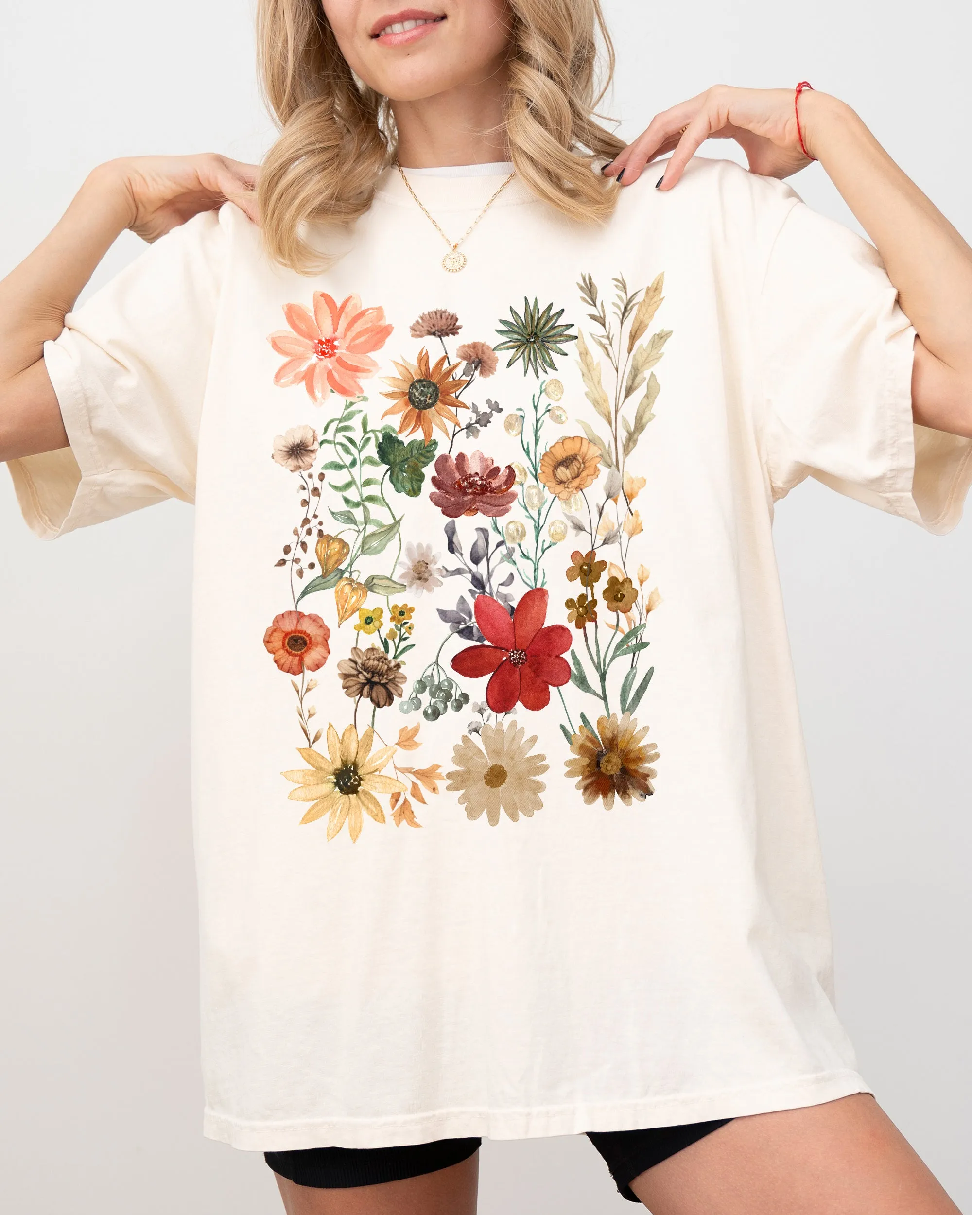 Autumn Pressed Flowers, Beautiful, Nature, Leaves, Botanical, Fall Shirt Comfort Colors T-Shirt sold by Refinery Number One product image thumbnail 3