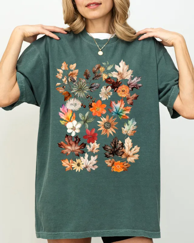 Autumn Pressed Leaves, Beautiful, Nature, Flowers, Botanical, Fall Shirt Comfort Colors T-Shirt sold by Refinery Number One