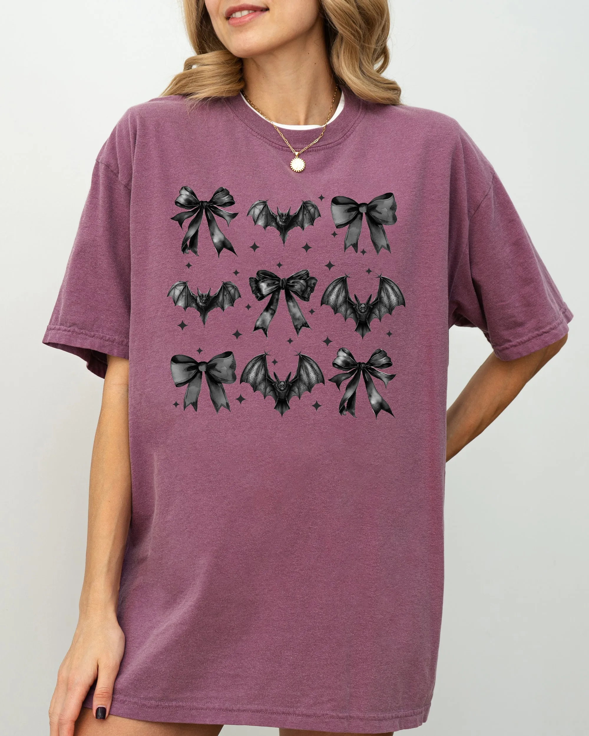 Bats, Black Bows, Vampire, Coquette, Ribbons, Halloween, Lace, Gothic, Spooky, Scary, Fangs Shirt Comfort Colors T-Shirt sold by Refinery Number One product image thumbnail 5