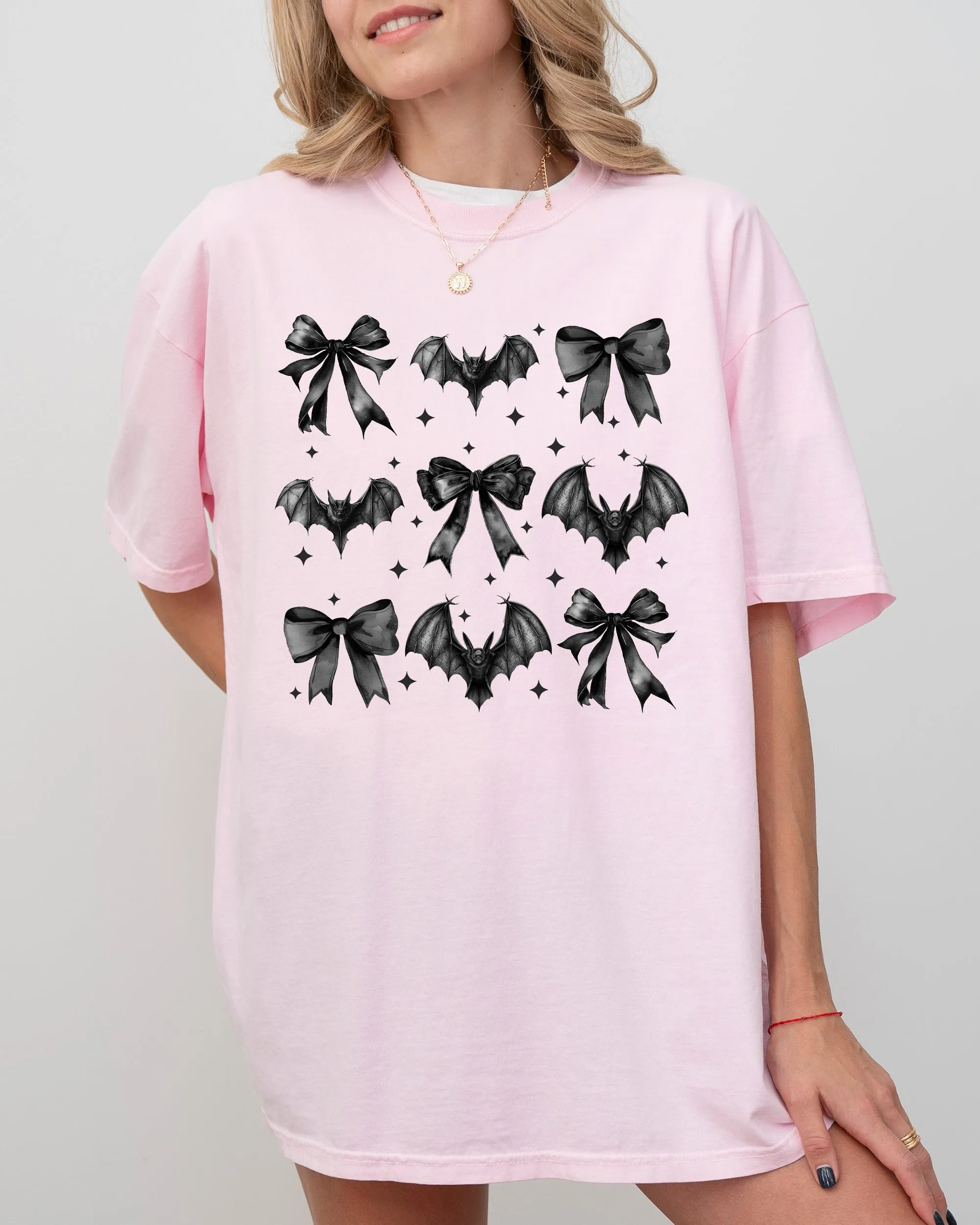 Bats, Black Bows, Vampire, Coquette, Ribbons, Halloween, Lace, Gothic, Spooky, Scary, Fangs Shirt Comfort Colors T-Shirt sold by Refinery Number One product image thumbnail 3