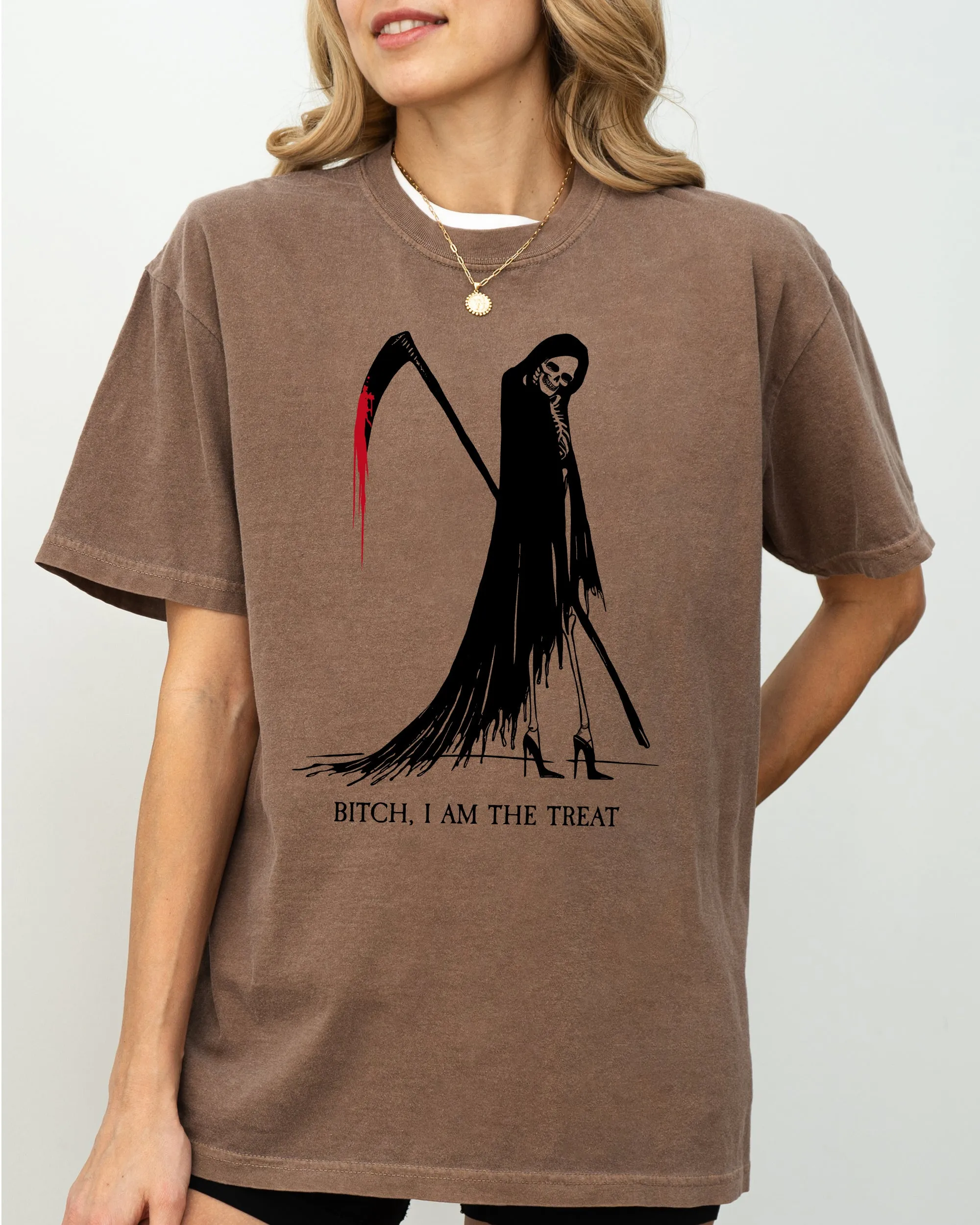 Bitch, I Am The Treat, Trick Or Treat, Death, Skeleton, Funny, Sexy, Witch, Crude, Sarcastic, Vulgar Shirt Comfort Colors T-Shirt sold by Refinery Number One product image thumbnail 5