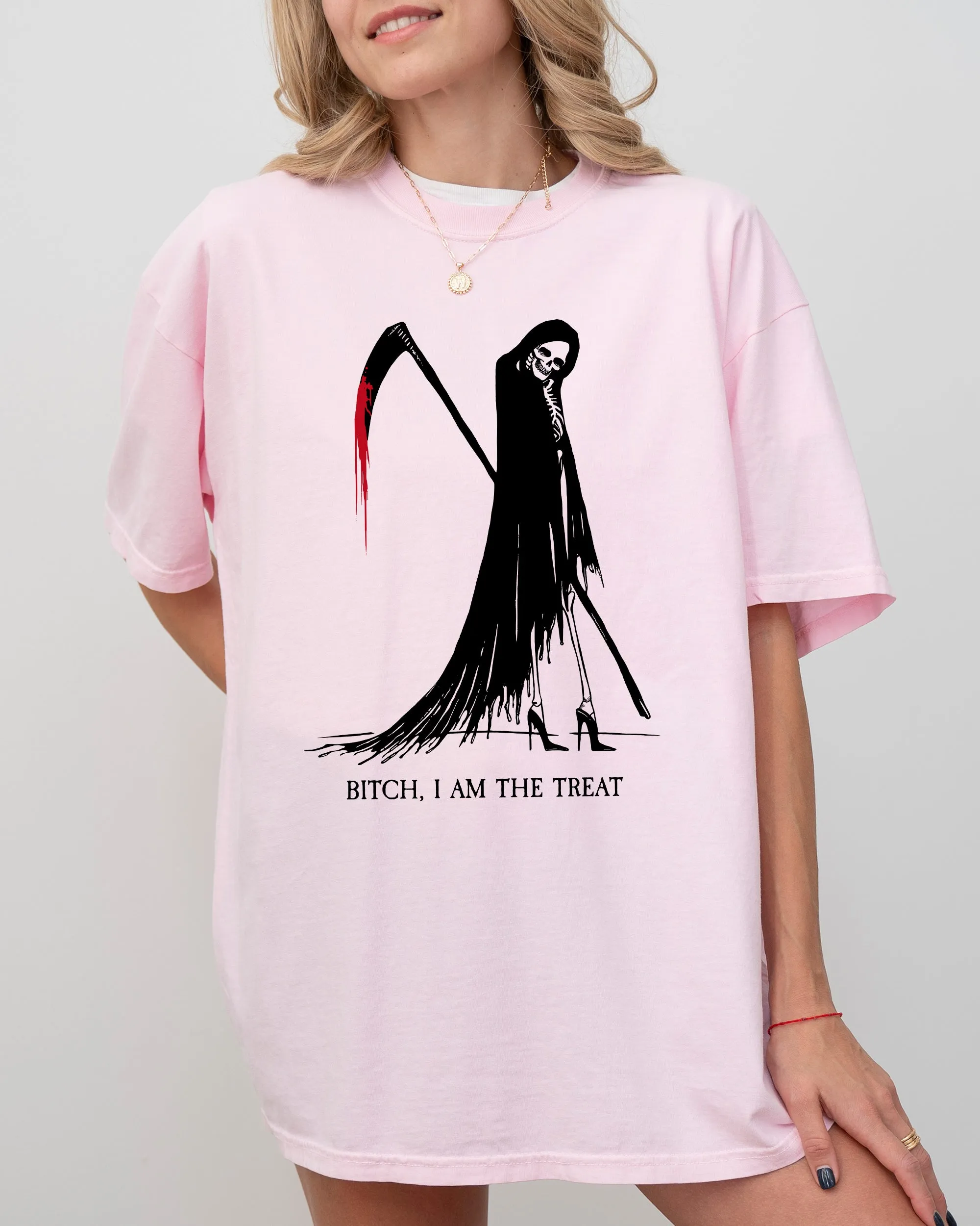 Bitch, I Am The Treat, Trick Or Treat, Death, Skeleton, Funny, Sexy, Witch, Crude, Sarcastic, Vulgar Shirt Comfort Colors T-Shirt sold by Refinery Number One product image thumbnail 4