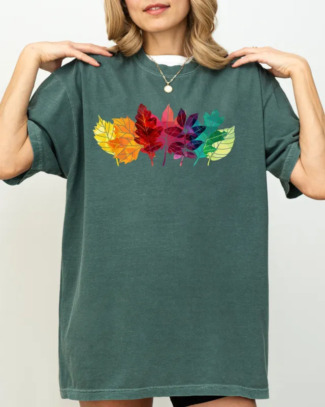 Colorful Autumn Leaves, Fall, Foliage, Botanical, Halloween, Thanksgiving Shirt Comfort Colors T-Shirt sold by Refinery Number One