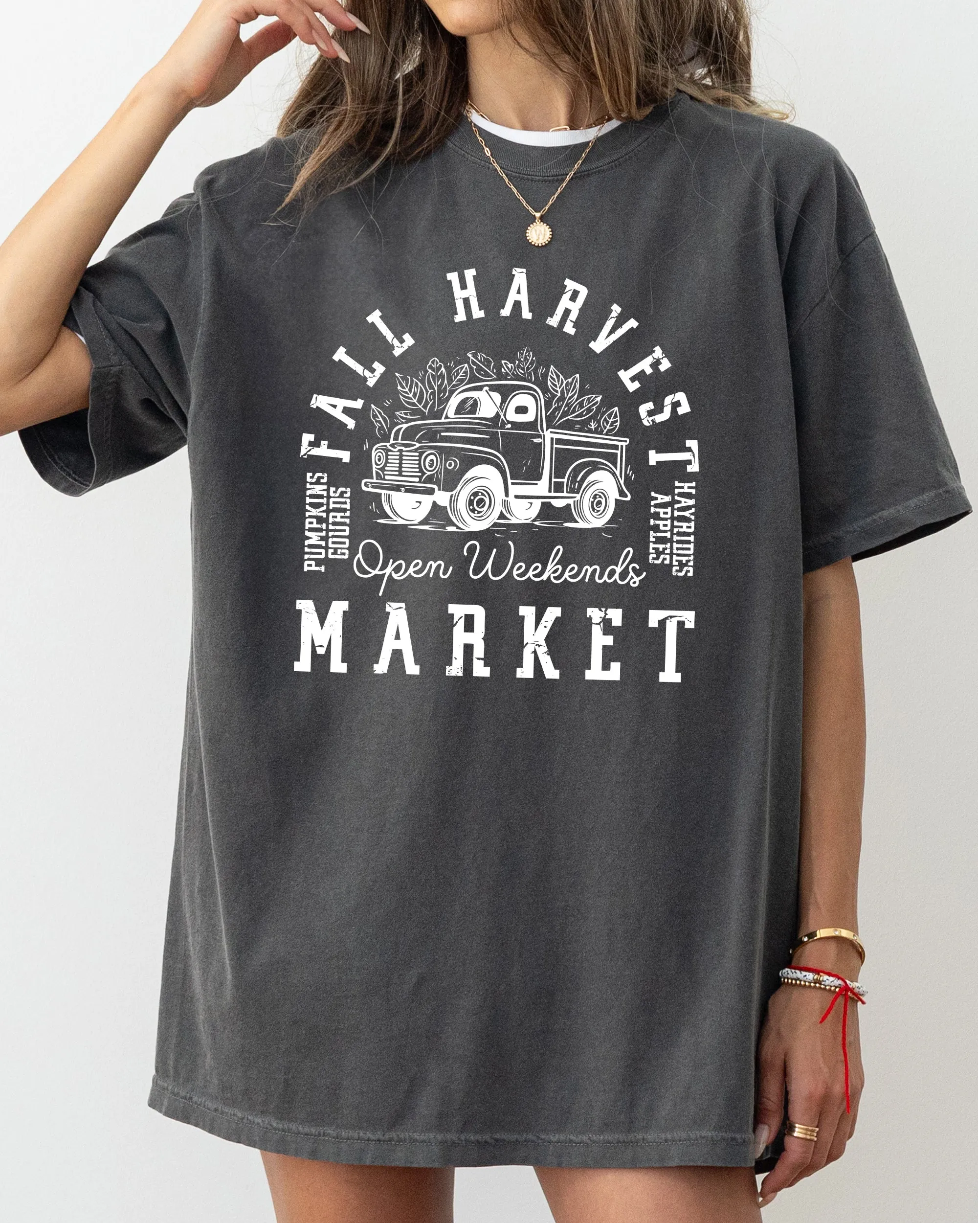 Fall Harvest Market, Hayrides, Pumpkins, Autumn, Thanksgiving, Halloween Shirt Comfort Colors T-Shirt sold by Refinery Number One product image thumbnail 2