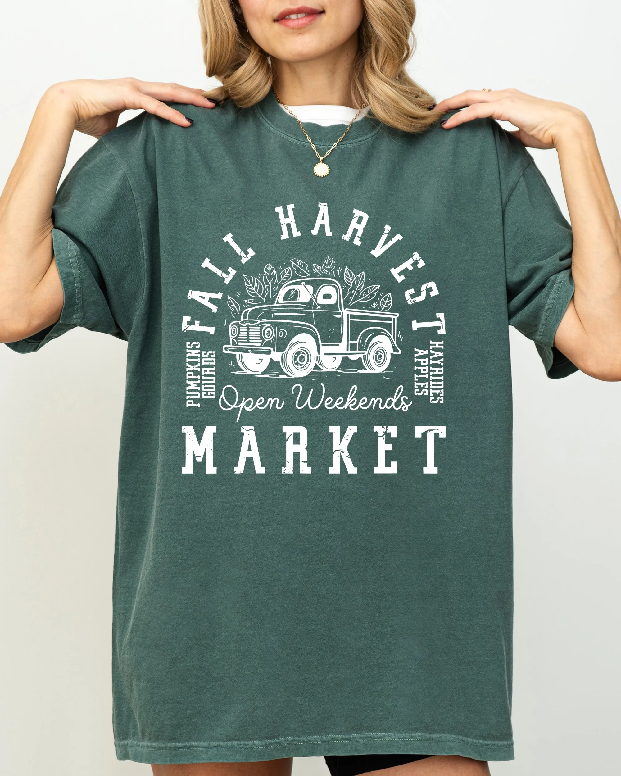 Fall Harvest Market, Hayrides, Pumpkins, Autumn, Thanksgiving, Halloween Shirt Comfort Colors T-Shirt sold by Refinery Number One product image thumbnail 3