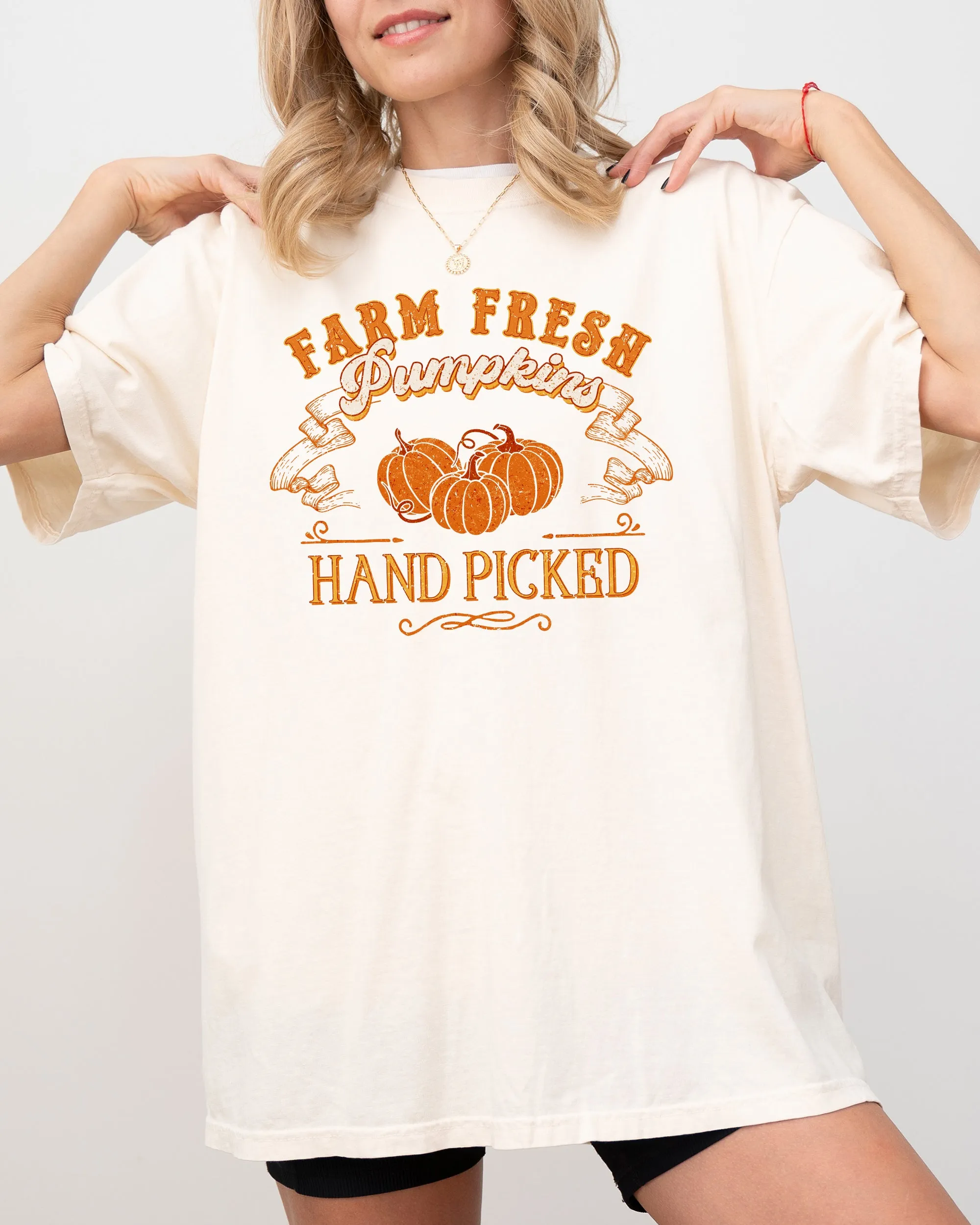 Farm Fresh Pumpkins, Hand Picked, Retro, Farm, Country, Halloween, Thanksgiving, Autumn, Fall Shirt Comfort Colors T-Shirt sold by Refinery Number One product image thumbnail 3