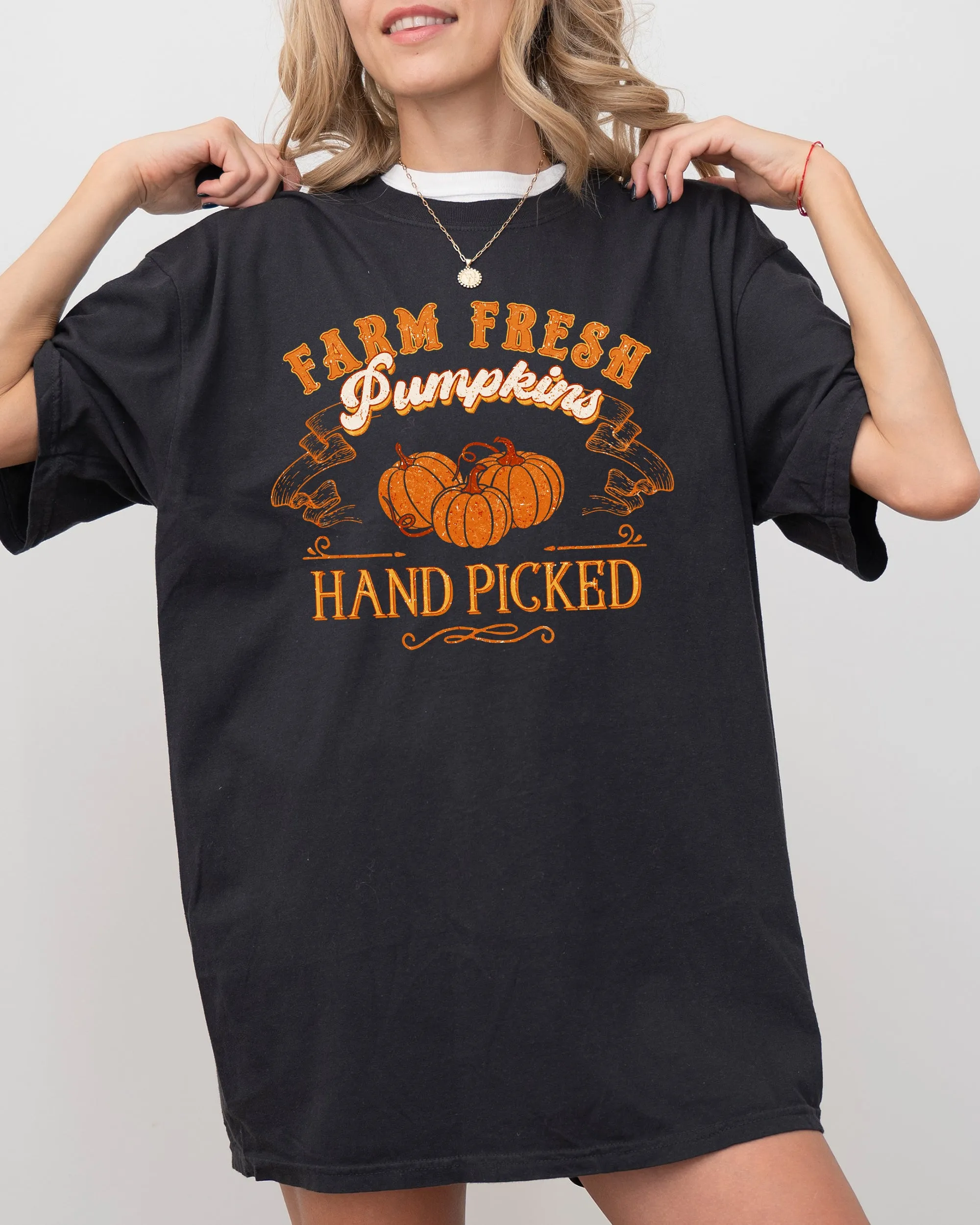 Farm Fresh Pumpkins, Hand Picked, Retro, Farm, Country, Halloween, Thanksgiving, Autumn, Fall Shirt Comfort Colors T-Shirt sold by Refinery Number One product image thumbnail 2