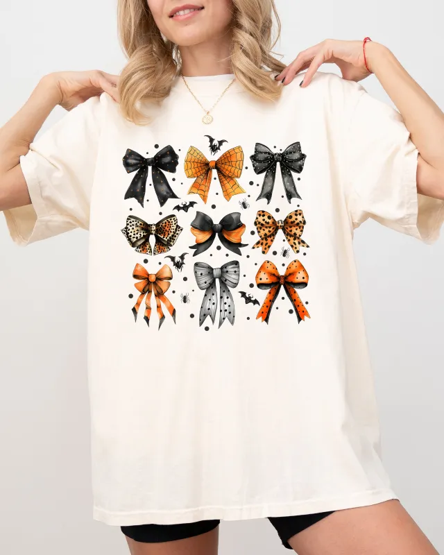 Halloween Bat Bows, Girly, Ribbons, Coquette, Spooky, Autumn, Fall, Thanksgiving Shirt Comfort Colors T-Shirt sold by Refinery Number One