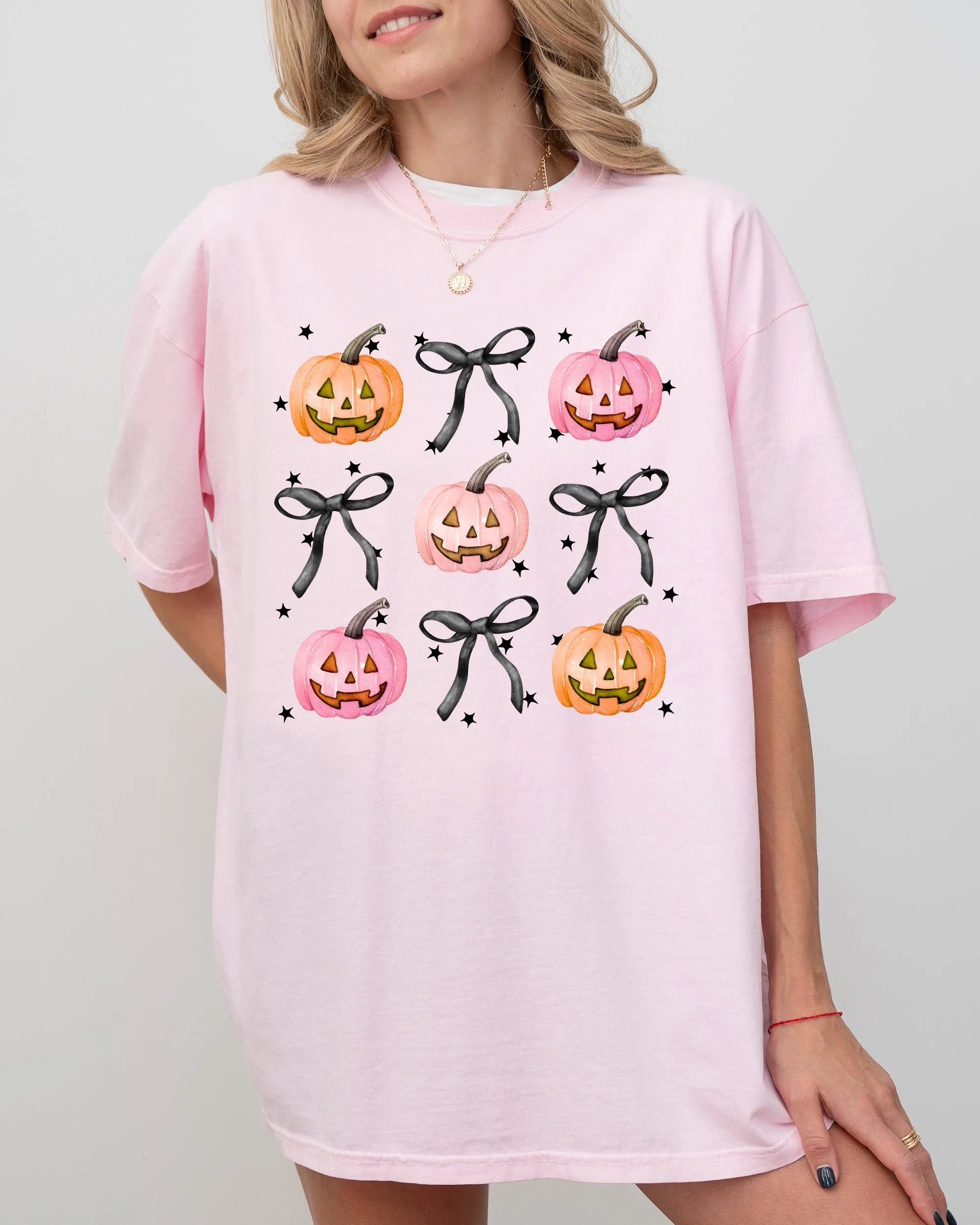 Halloween Cute Pumpkins Bows, Jack-o-lantern, Girly, Ribbons, Coquette, Spooky, Autumn, Fall, Thanksgiving Shirt Comfort Colors T-Shirt sold by Refinery Number One product image thumbnail 2