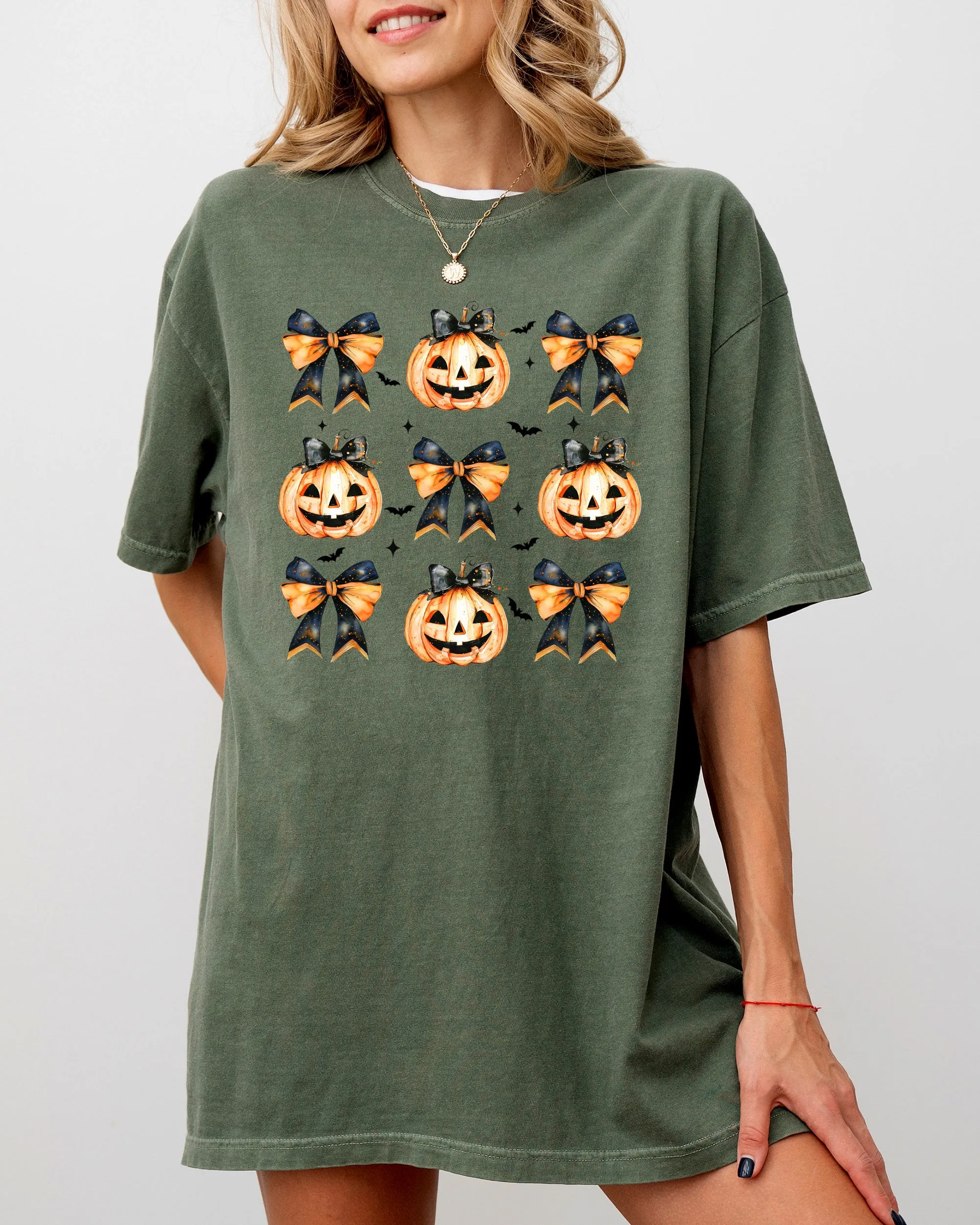 Halloween Pumpkins Bows, Cute, Jack-o-lantern, Girly, Ribbons, Coquette, Spooky, Autumn, Fall, Thanksgiving Shirt Comfort Colors T-Shirt sold by Refinery Number One product image thumbnail 4