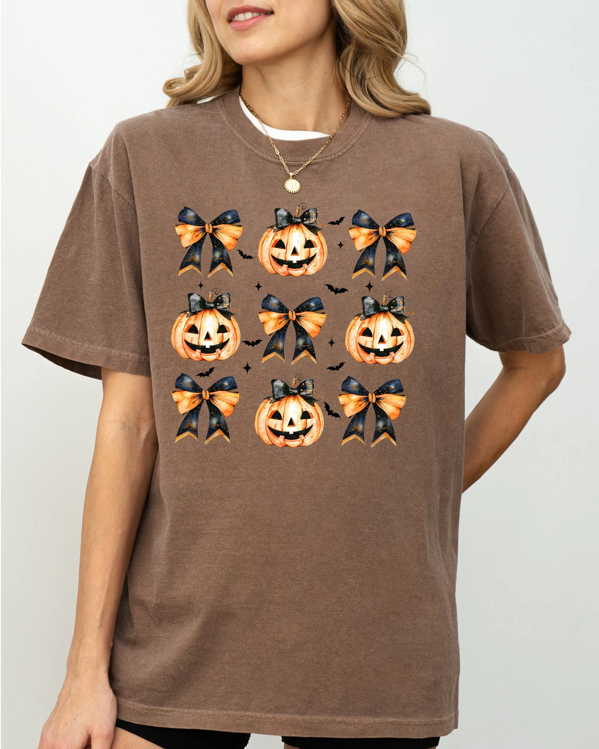 Halloween Pumpkins Bows, Cute, Jack-o-lantern, Girly, Ribbons, Coquette, Spooky, Autumn, Fall, Thanksgiving Shirt Comfort Colors T-Shirt sold by Refinery Number One product image thumbnail 2