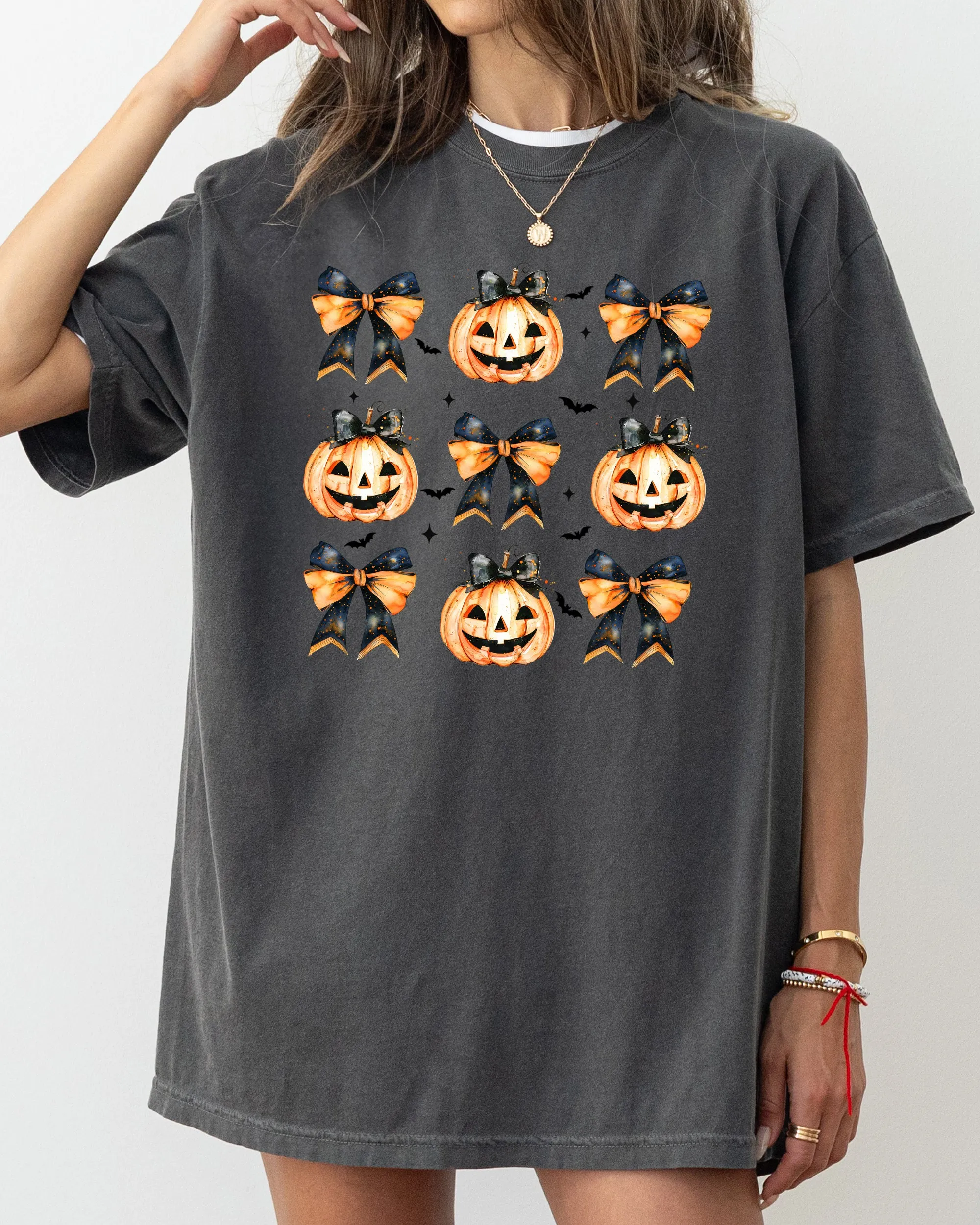 Halloween Pumpkins Bows, Cute, Jack-o-lantern, Girly, Ribbons, Coquette, Spooky, Autumn, Fall, Thanksgiving Shirt Comfort Colors T-Shirt sold by Refinery Number One product image thumbnail 5