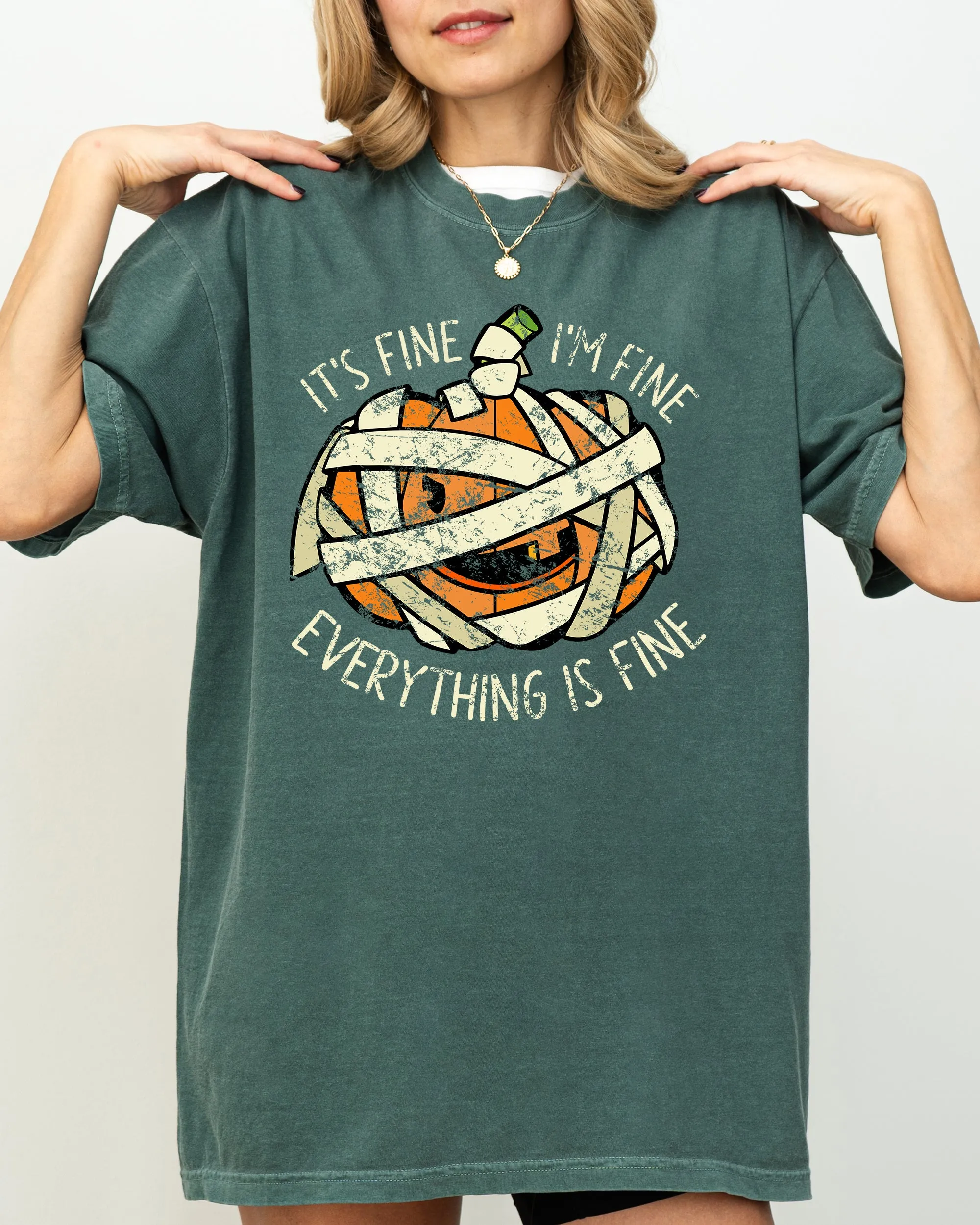 It's Fine, I'm Fine, Everything Is Fine, Pumpkin, Halloween, Jack-o-lantern, Scary, Spooky, Fall, Autumn Shirt Comfort Colors T-Shirt sold by Refinery Number One product image thumbnail 2