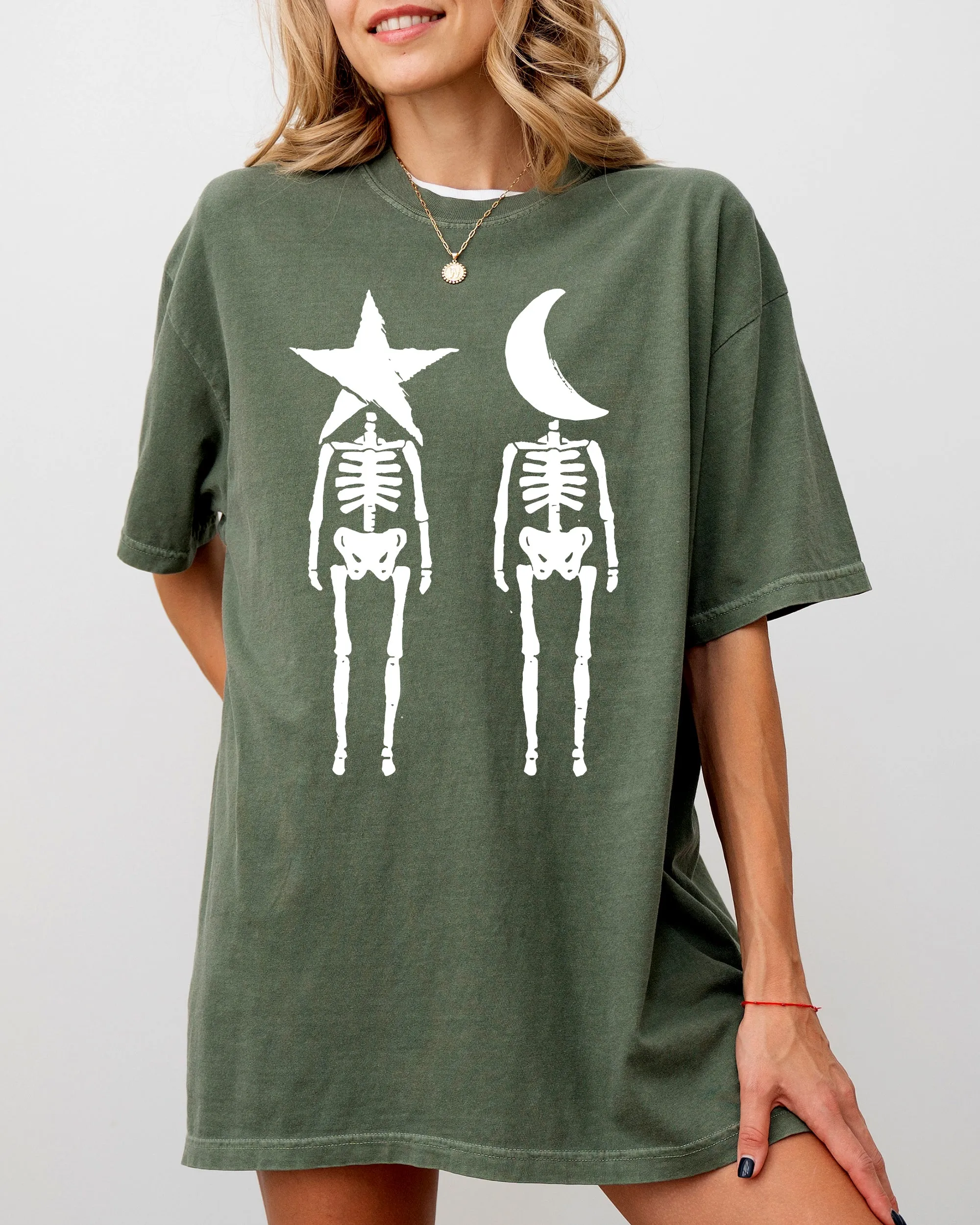 Mystical Couple, Stars, Moons, Skeleton, Halloween, Spooky Shirt Comfort Colors T-Shirt sold by Refinery Number One product image thumbnail 3