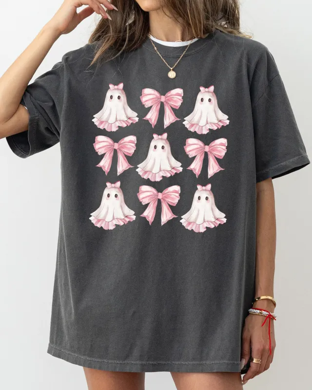 Pink Ghost, Bows, Ribbons, Coquette, Halloween, Cute, Girly, Spooky Shirt Comfort Colors T-Shirt sold by Refinery Number One
