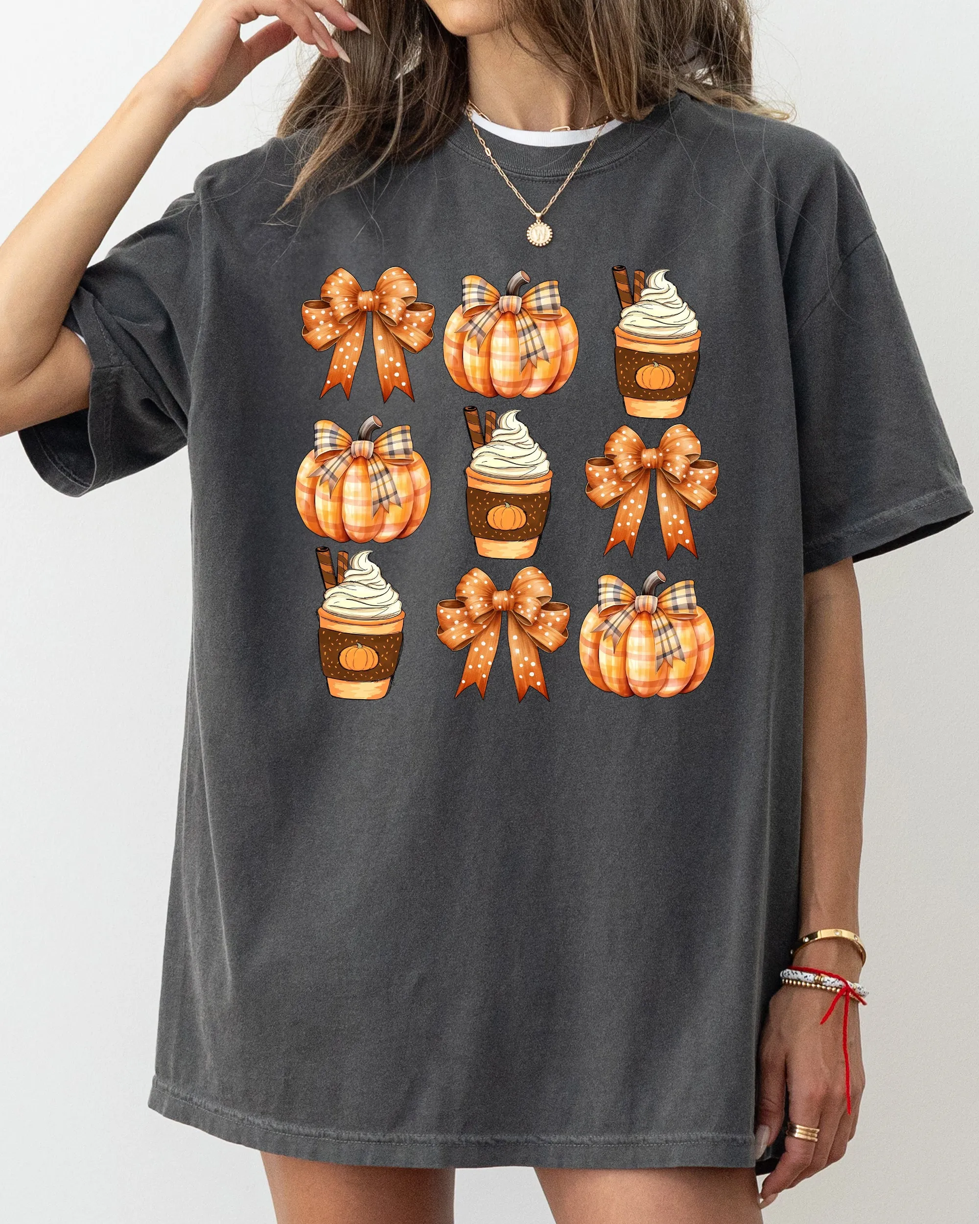 Pumpkin Spice Latte, Ribbons, Fall, Coffee, Pumpkins, Autumn, Thanksgiving, Halloween, Bows, Coquette Shirt Comfort Colors T-Shirt sold by Refinery Number One product image thumbnail 2