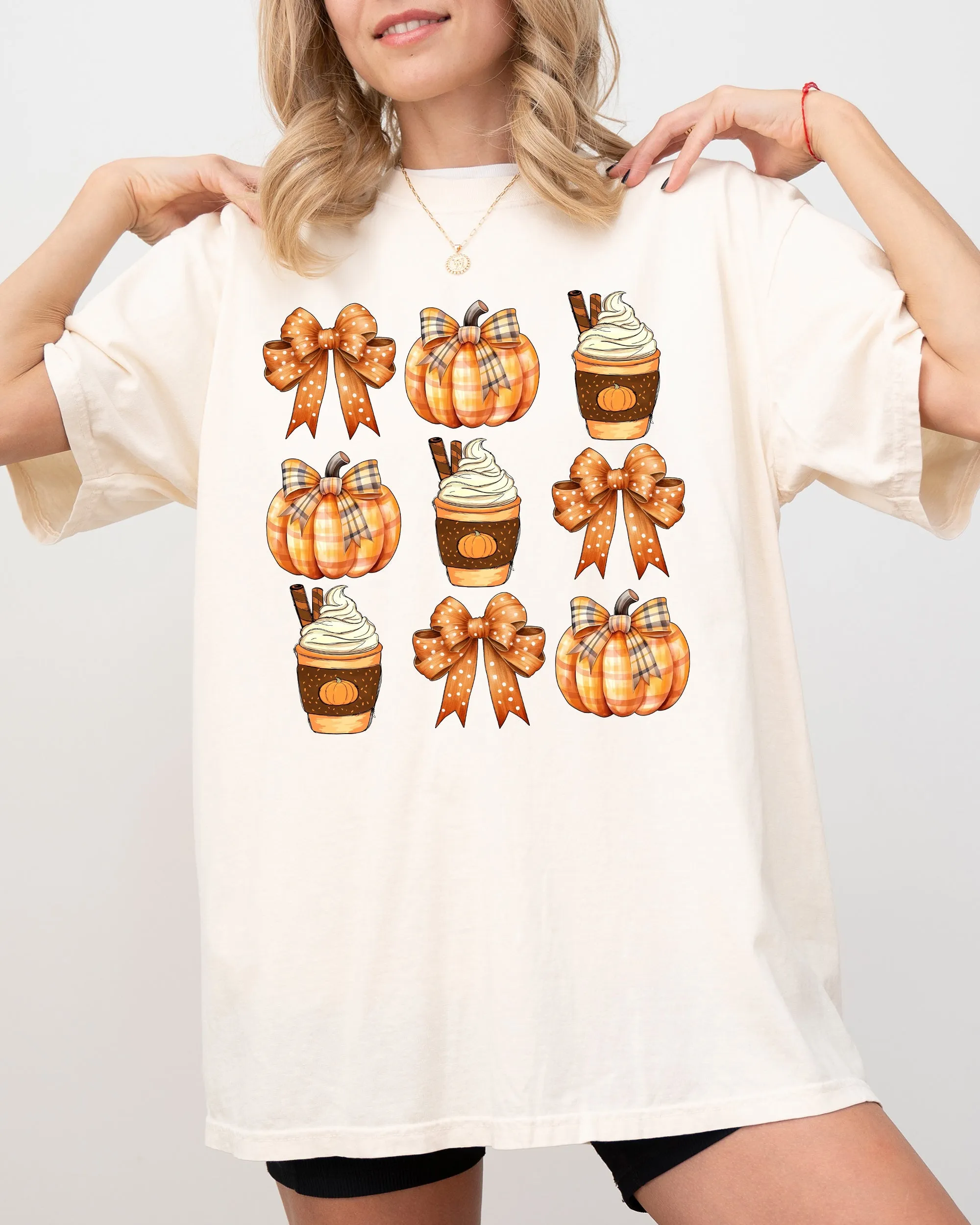 Pumpkin Spice Latte, Ribbons, Fall, Coffee, Pumpkins, Autumn, Thanksgiving, Halloween, Bows, Coquette Shirt Comfort Colors T-Shirt sold by Refinery Number One product image thumbnail 3