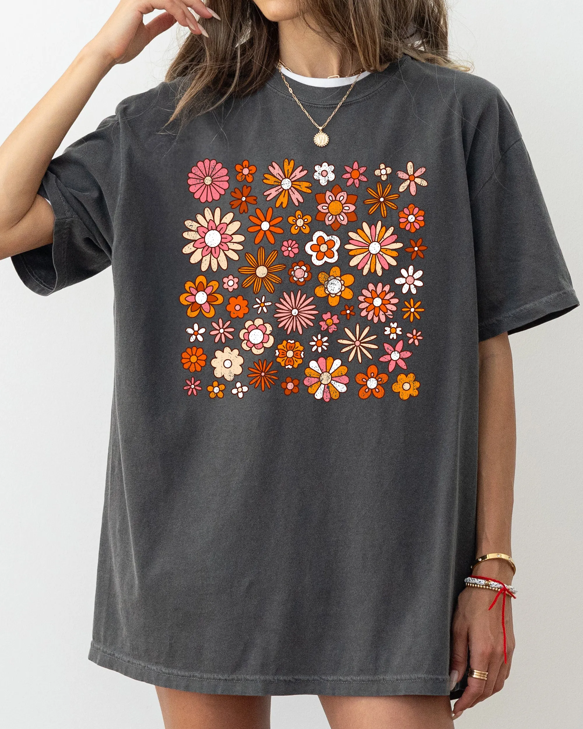 Retro Autumn Flowers, Vintage, Colorful, Floral Pattern, Fall, Thanksgiving, Halloween Shirt Comfort Colors T-Shirt sold by Refinery Number One product image thumbnail 5