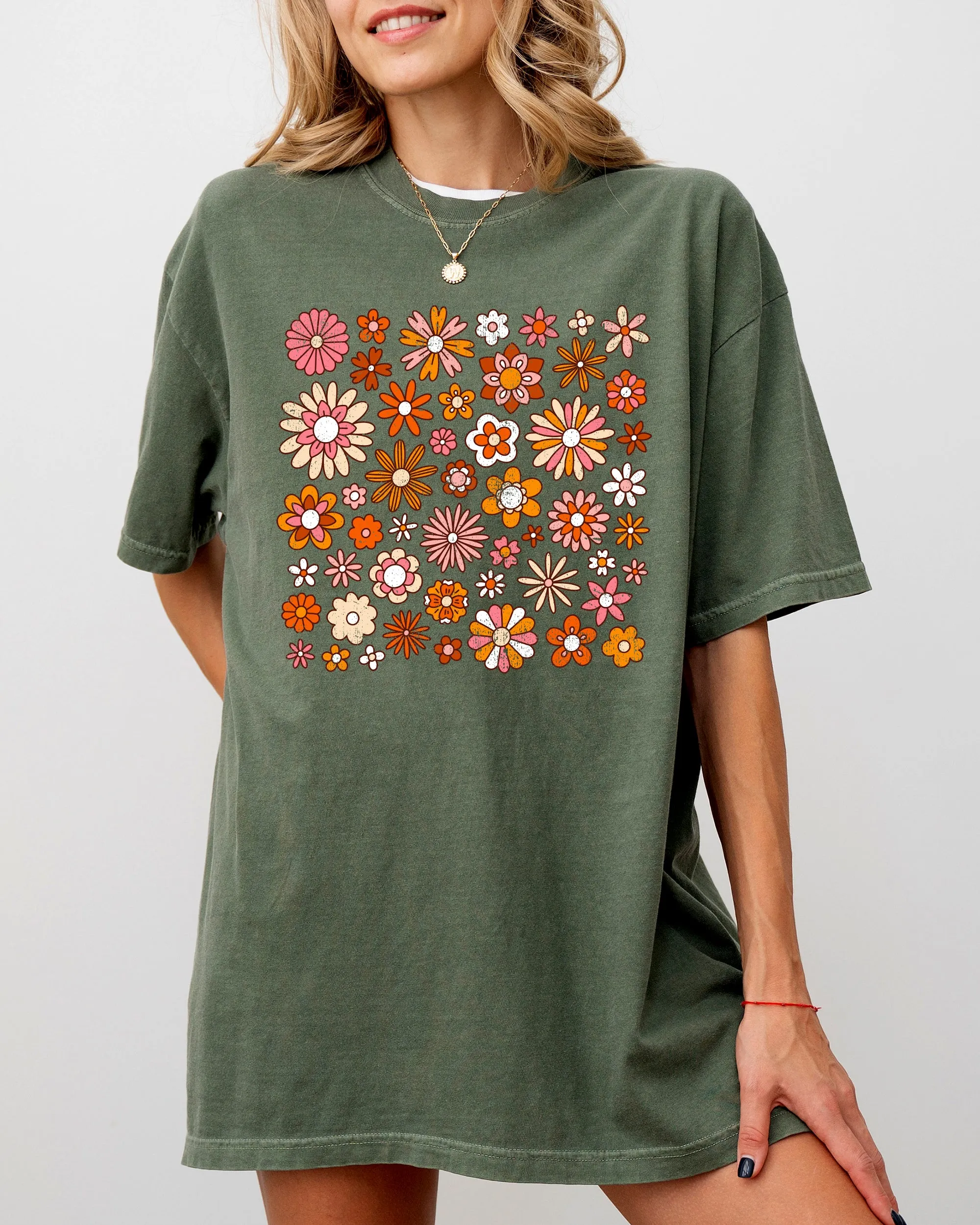 Retro Autumn Flowers, Vintage, Colorful, Floral Pattern, Fall, Thanksgiving, Halloween Shirt Comfort Colors T-Shirt sold by Refinery Number One product image thumbnail 4