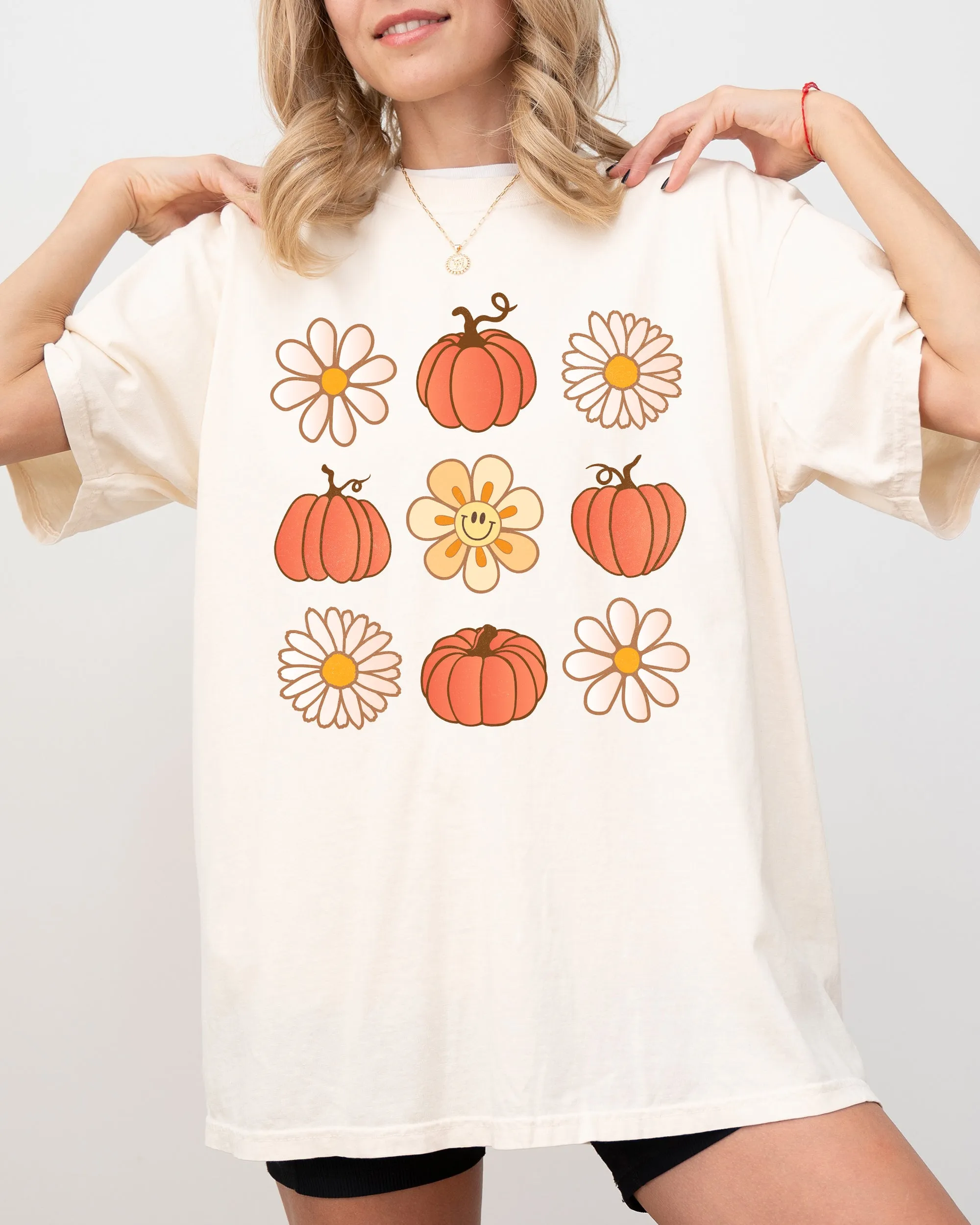 Retro Daisies and Pumpkins, Vintage, Fall, Autumn, Thanksgiving, Halloween Shirt Comfort Colors T-Shirt sold by Refinery Number One product image thumbnail 4