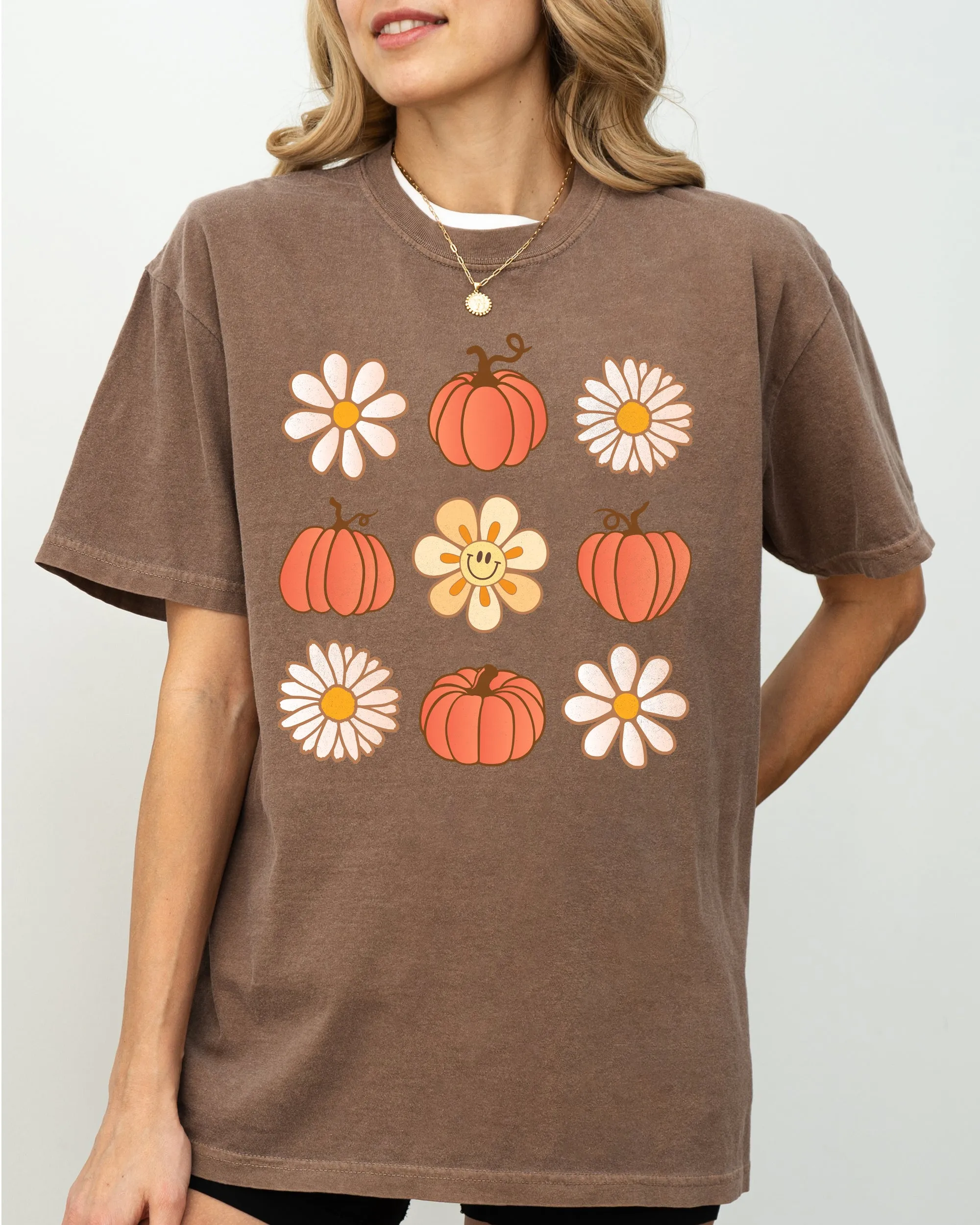 Retro Daisies and Pumpkins, Vintage, Fall, Autumn, Thanksgiving, Halloween Shirt Comfort Colors T-Shirt sold by Refinery Number One product image thumbnail 3
