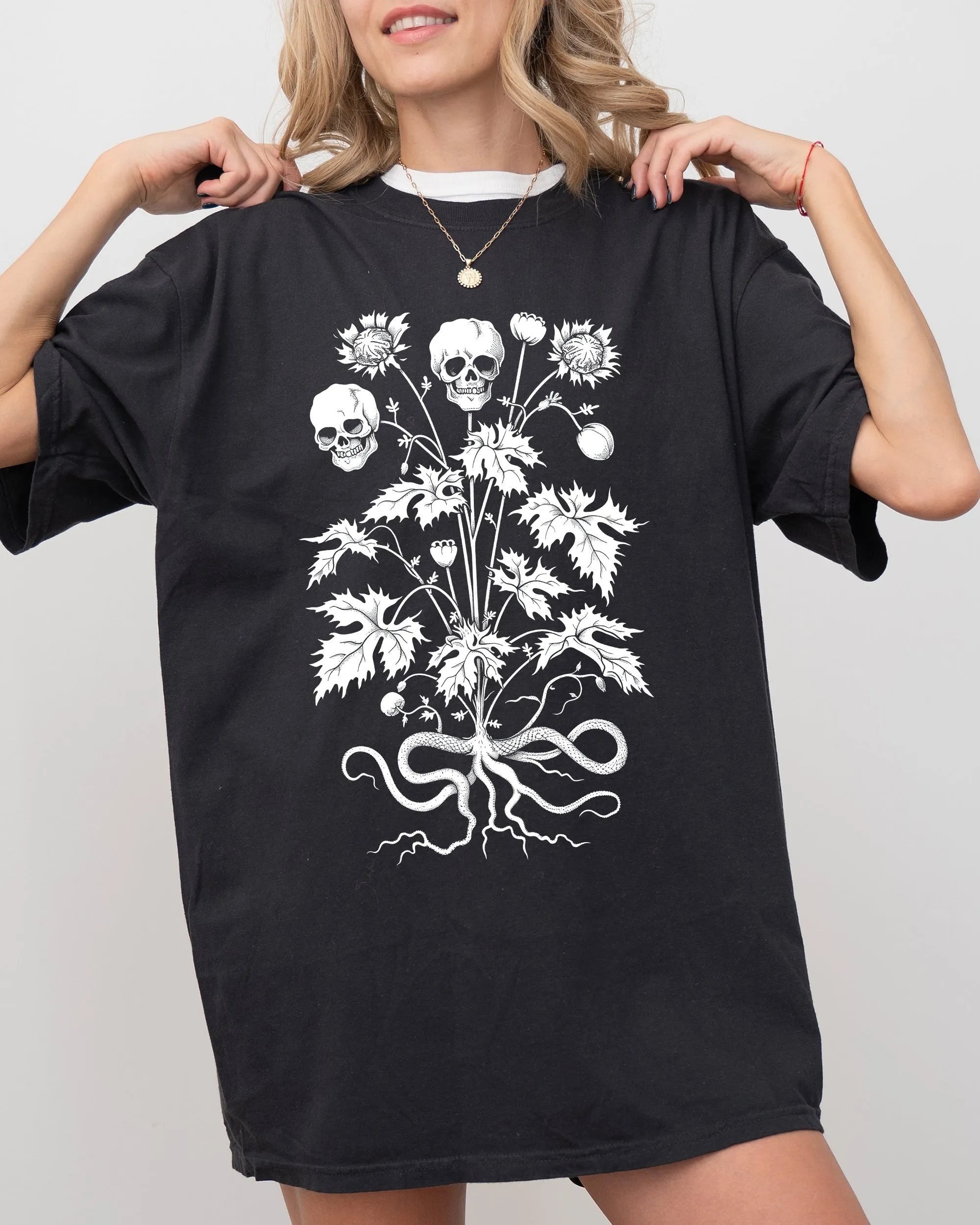 Skull, Flower, Botanical, Halloween, Skeleton, Spooky, Snakes Shirt Comfort Colors T-Shirt sold by Refinery Number One product image thumbnail 3