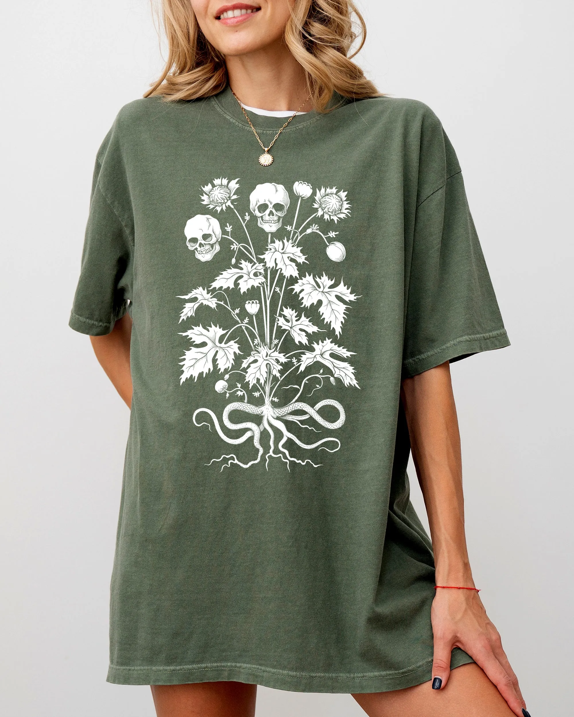 Skull, Flower, Botanical, Halloween, Skeleton, Spooky, Snakes Shirt Comfort Colors T-Shirt sold by Refinery Number One product image thumbnail 5