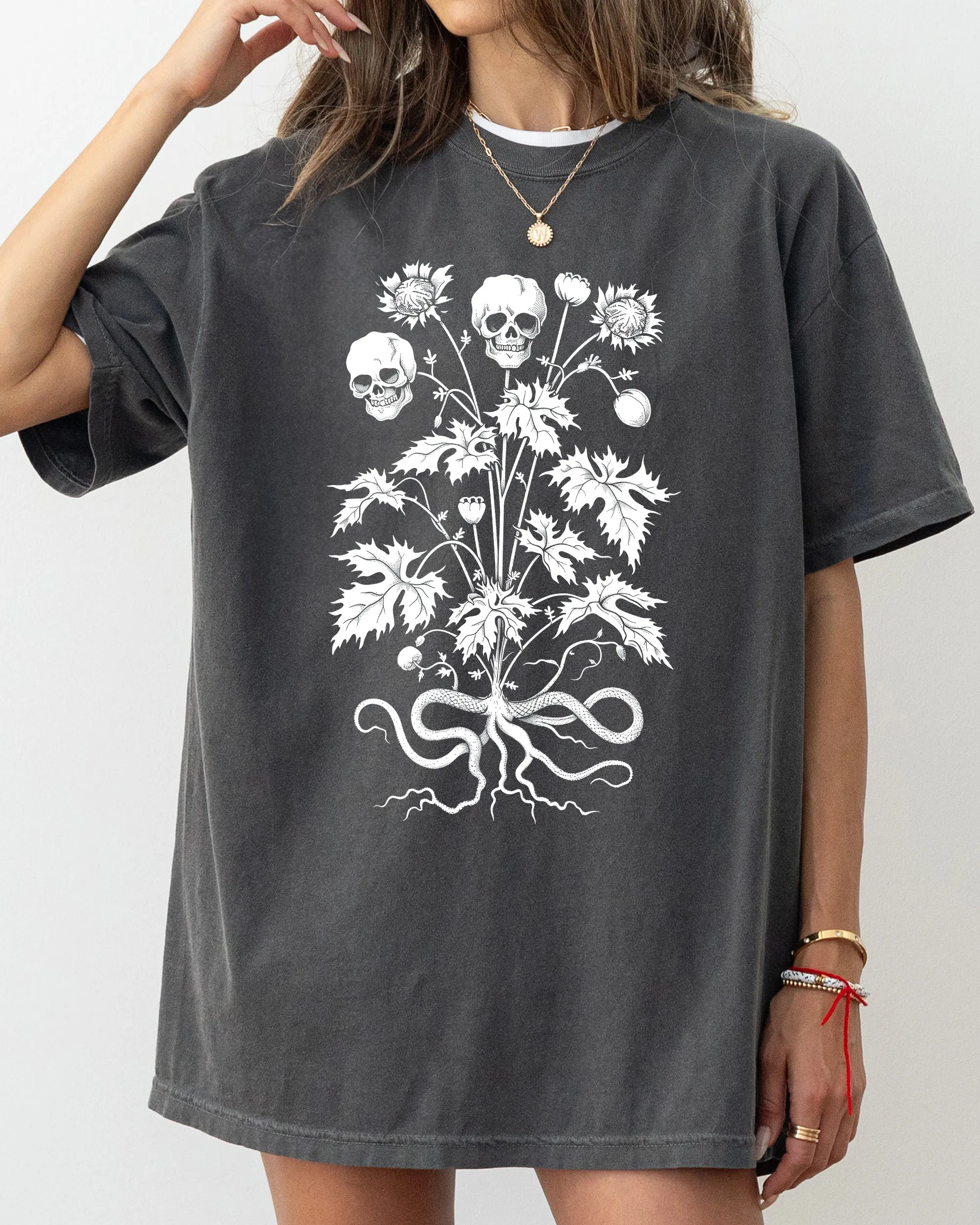 Skull, Flower, Botanical, Halloween, Skeleton, Spooky, Snakes Shirt Comfort Colors T-Shirt sold by Refinery Number One