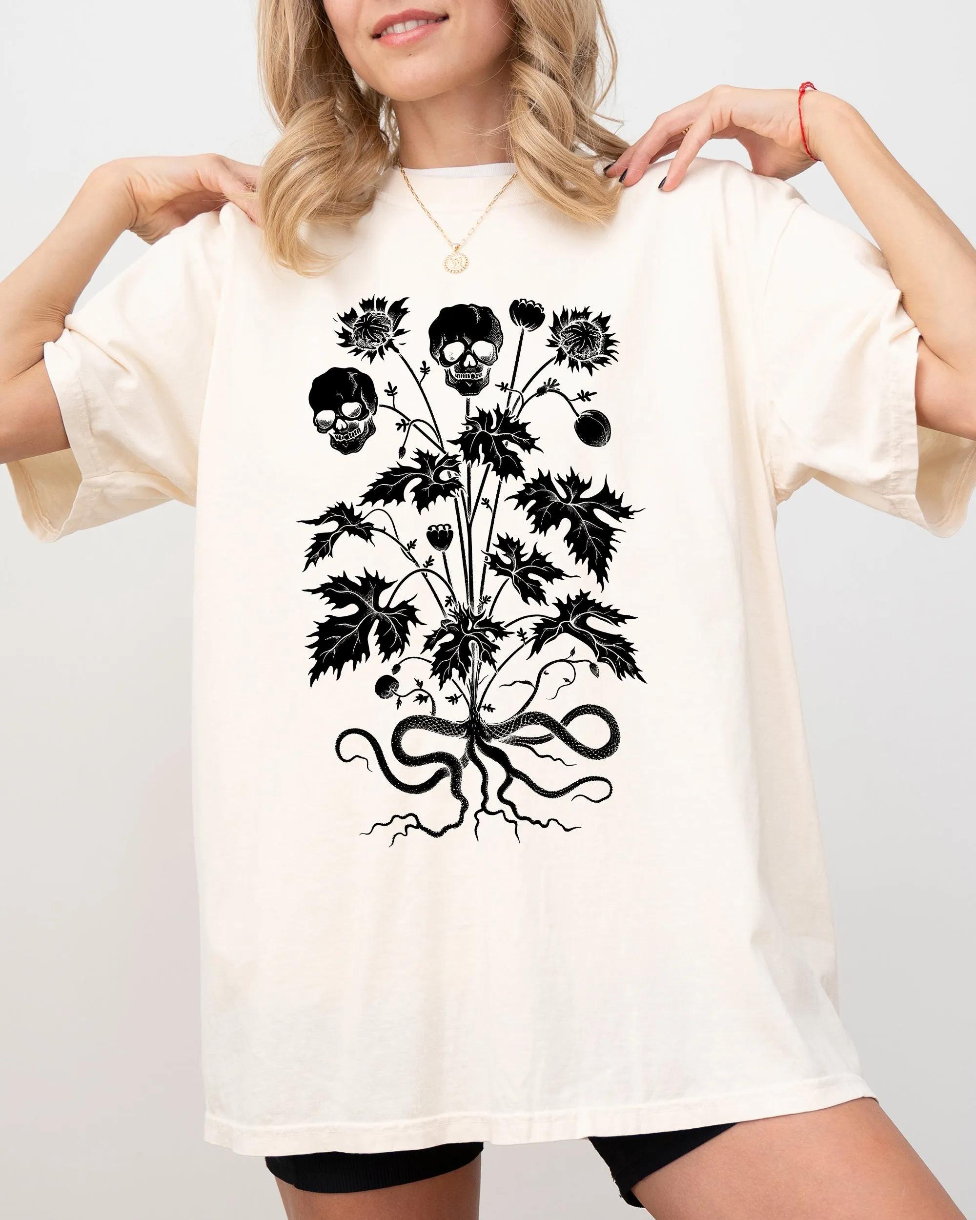 Skull, Flower, Botanical, Halloween, Skeleton, Spooky, Snakes Shirt Comfort Colors T-Shirt sold by Refinery Number One product image thumbnail 4
