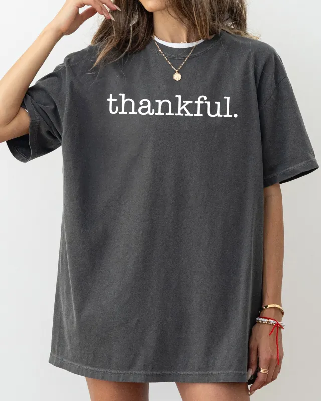 Thankful, Minimal, Simplicity, Autumn, Fall, Halloween, Thanksgiving Shirt Comfort Colors T-Shirt sold by Refinery Number One