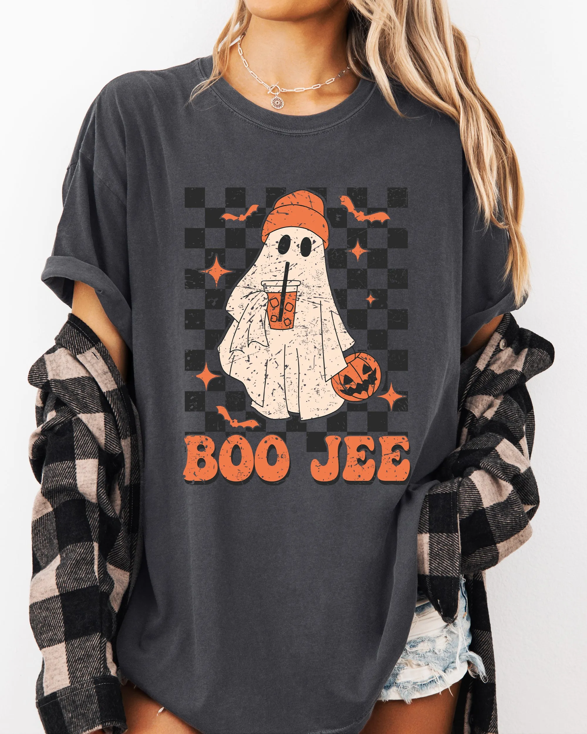 Boo-Jee Ghost, Checkered, Retro, Halloween, Coffee Drink Shirt Comfort Colors T-Shirt sold by Refinery Number One product image thumbnail 4