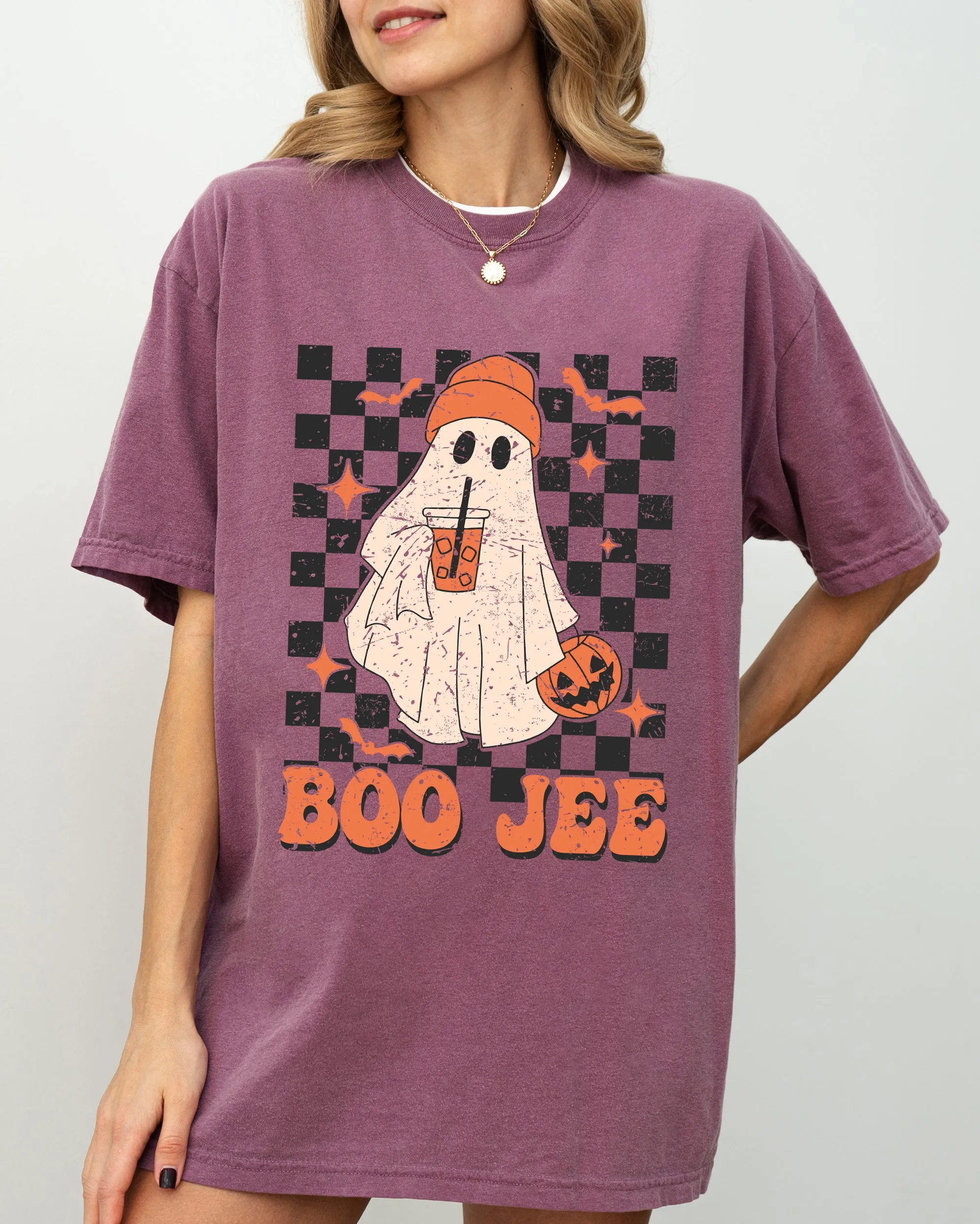 Boo-Jee Ghost, Checkered, Retro, Halloween, Coffee Drink Shirt Comfort Colors T-Shirt sold by Refinery Number One product image thumbnail 5