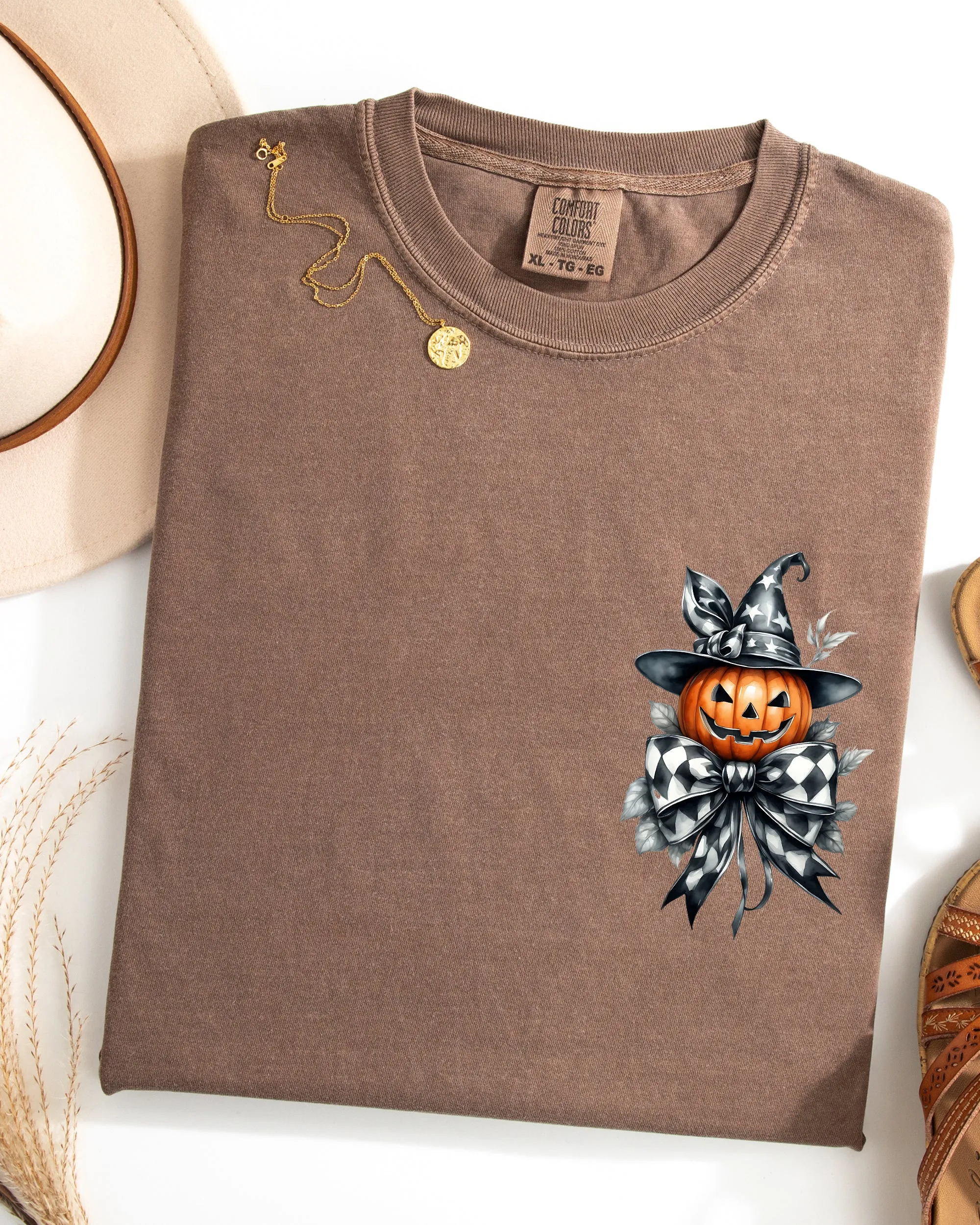 Halloween Jack-o-lantern, Pumpkin, Ribbon, Pocket Print, Coquette, Fall, Autumn Shirt Comfort Colors T-Shirt sold by Refinery Number One product image thumbnail 4