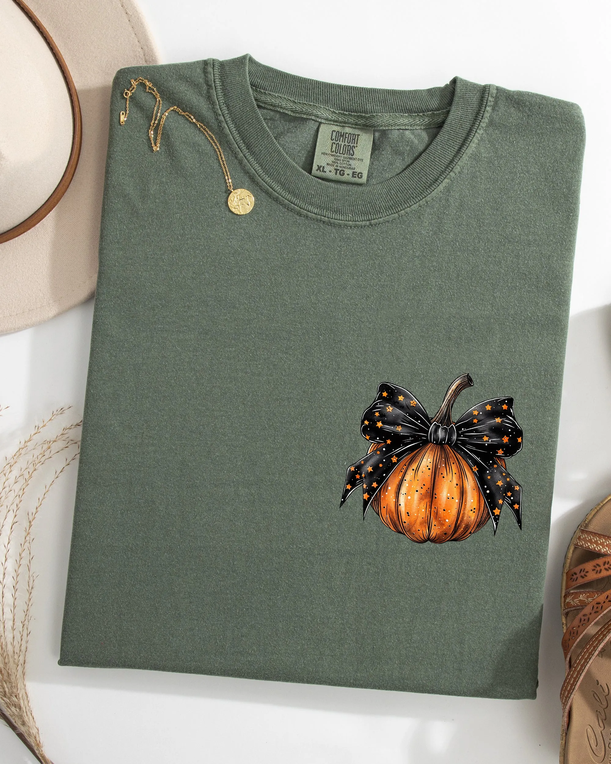 Halloween Pumpkin, Ribbon, Pocket Print, Coquette, Fall, Autumn Shirt Comfort Colors T-Shirt sold by Refinery Number One product image thumbnail 4