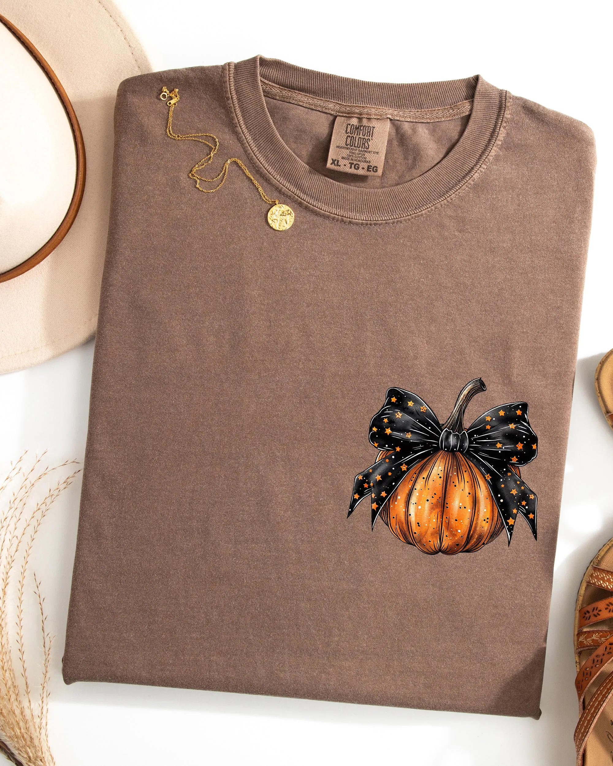 Halloween Pumpkin, Ribbon, Pocket Print, Coquette, Fall, Autumn Shirt Comfort Colors T-Shirt sold by Refinery Number One product image thumbnail 2