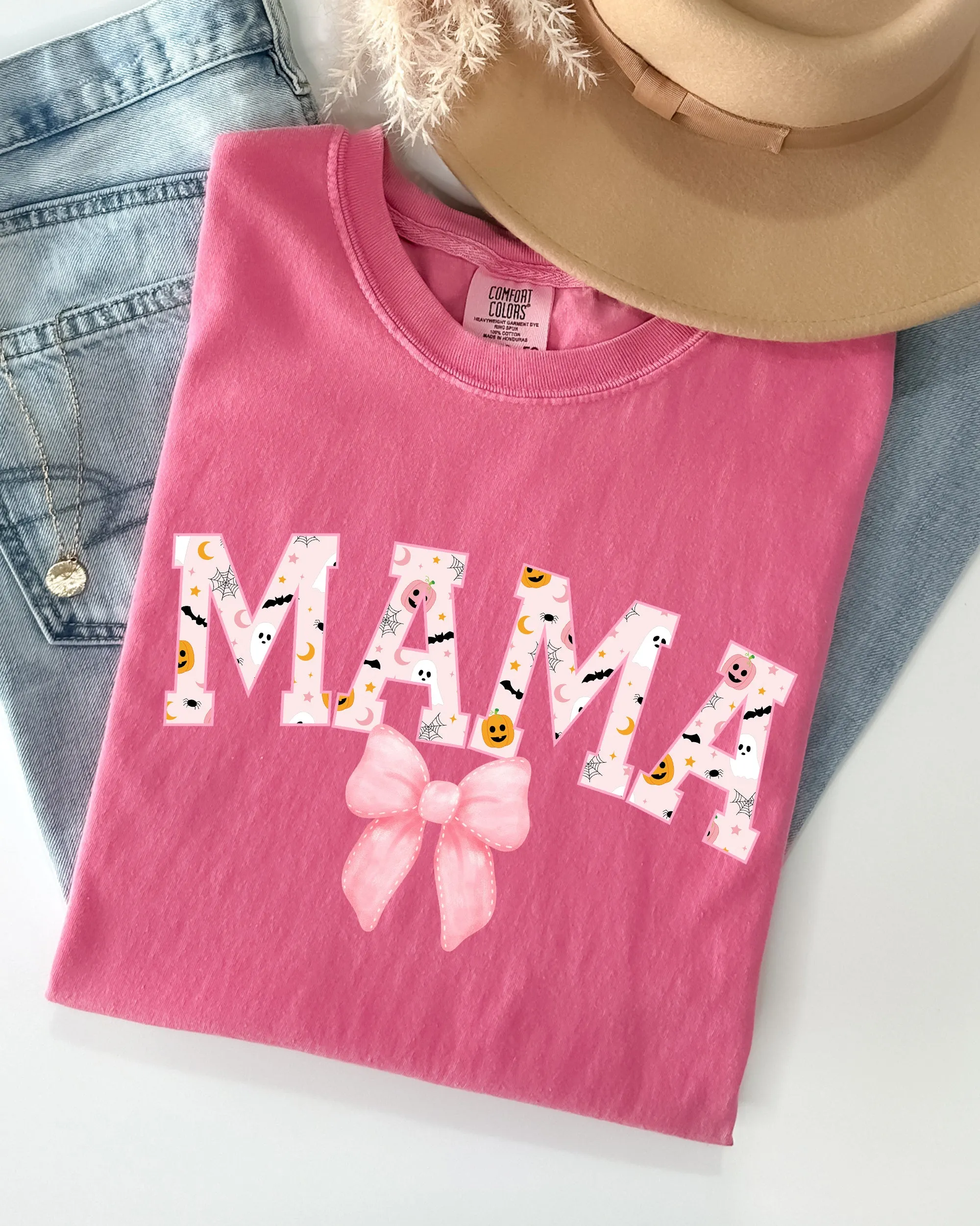 Halloween, Mama, Coquette Ribbons and Bows, Fall, Autumn Shirt Comfort Colors T-Shirt sold by Refinery Number One