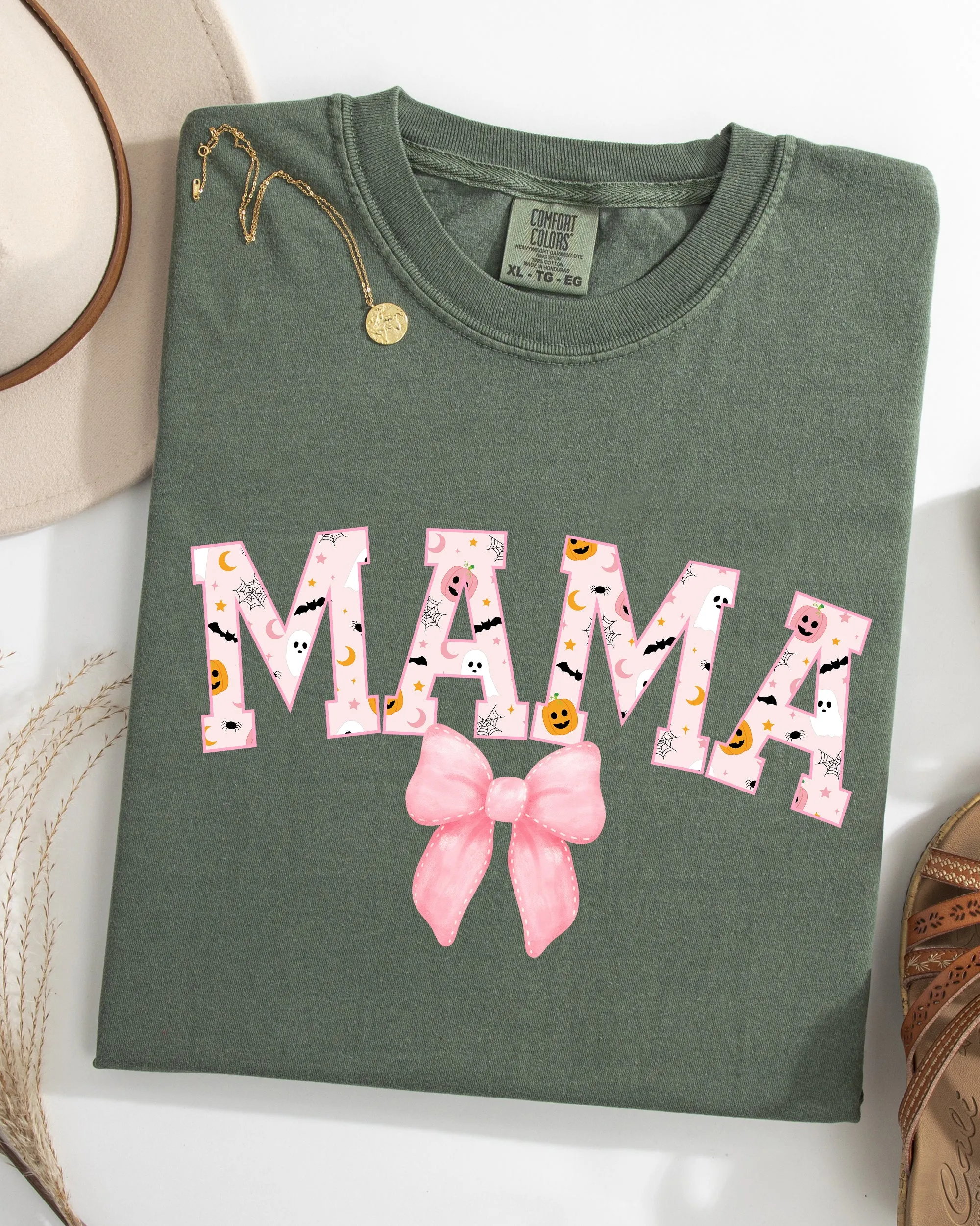 Halloween, Mama, Coquette Ribbons and Bows, Fall, Autumn Shirt Comfort Colors T-Shirt sold by Refinery Number One product image thumbnail 3