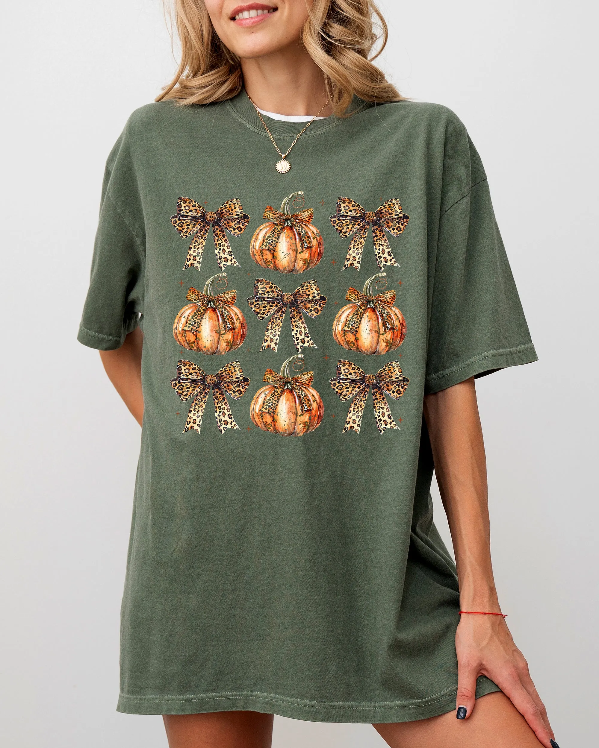 Leopard Print Pumpkins, Coquette Ribbons and Bows, Halloween, Autumn, Fall Shirt Comfort Colors T-Shirt sold by Refinery Number One product image thumbnail 4