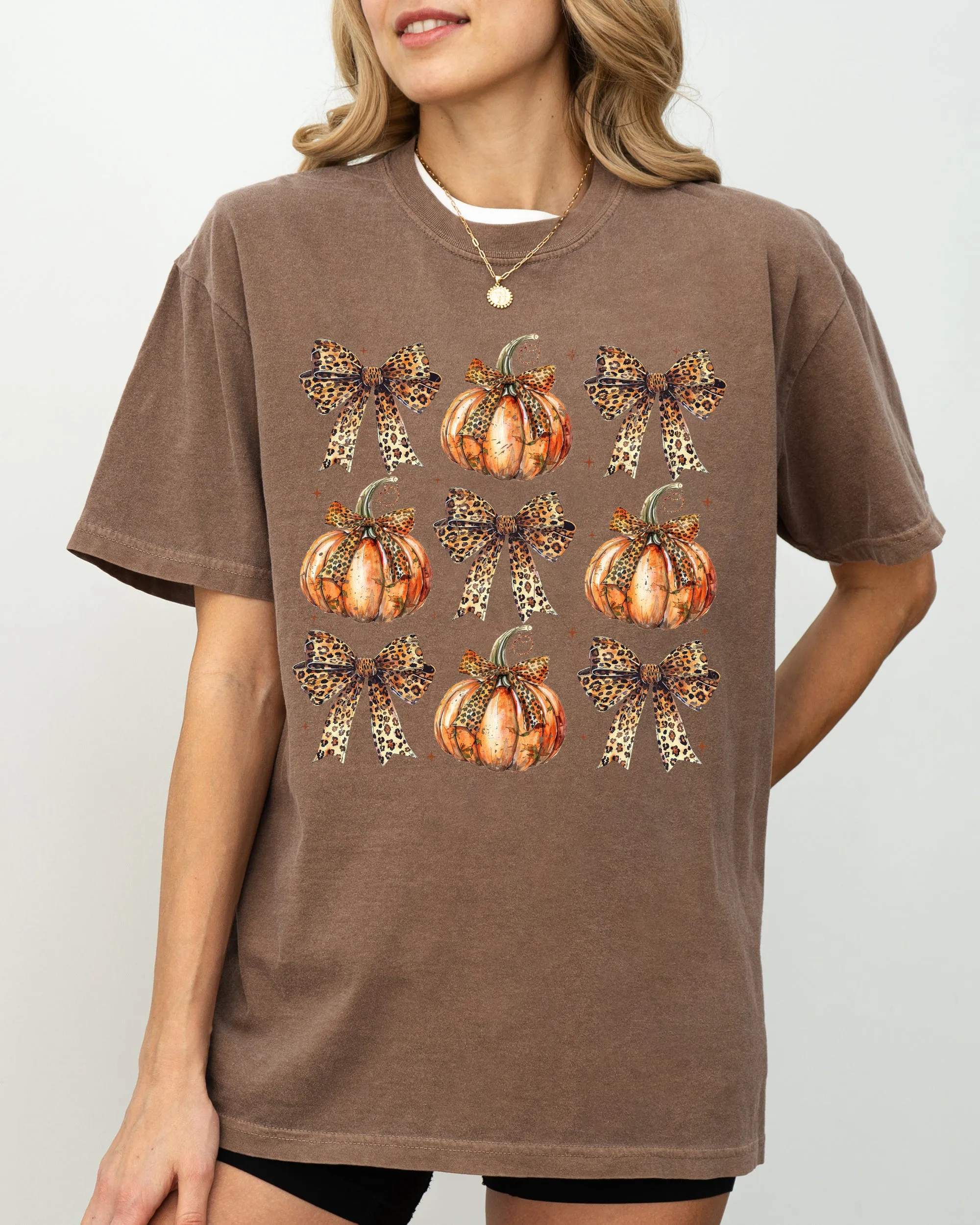 Leopard Print Pumpkins, Coquette Ribbons and Bows, Halloween, Autumn, Fall Shirt Comfort Colors T-Shirt sold by Refinery Number One product image thumbnail 5