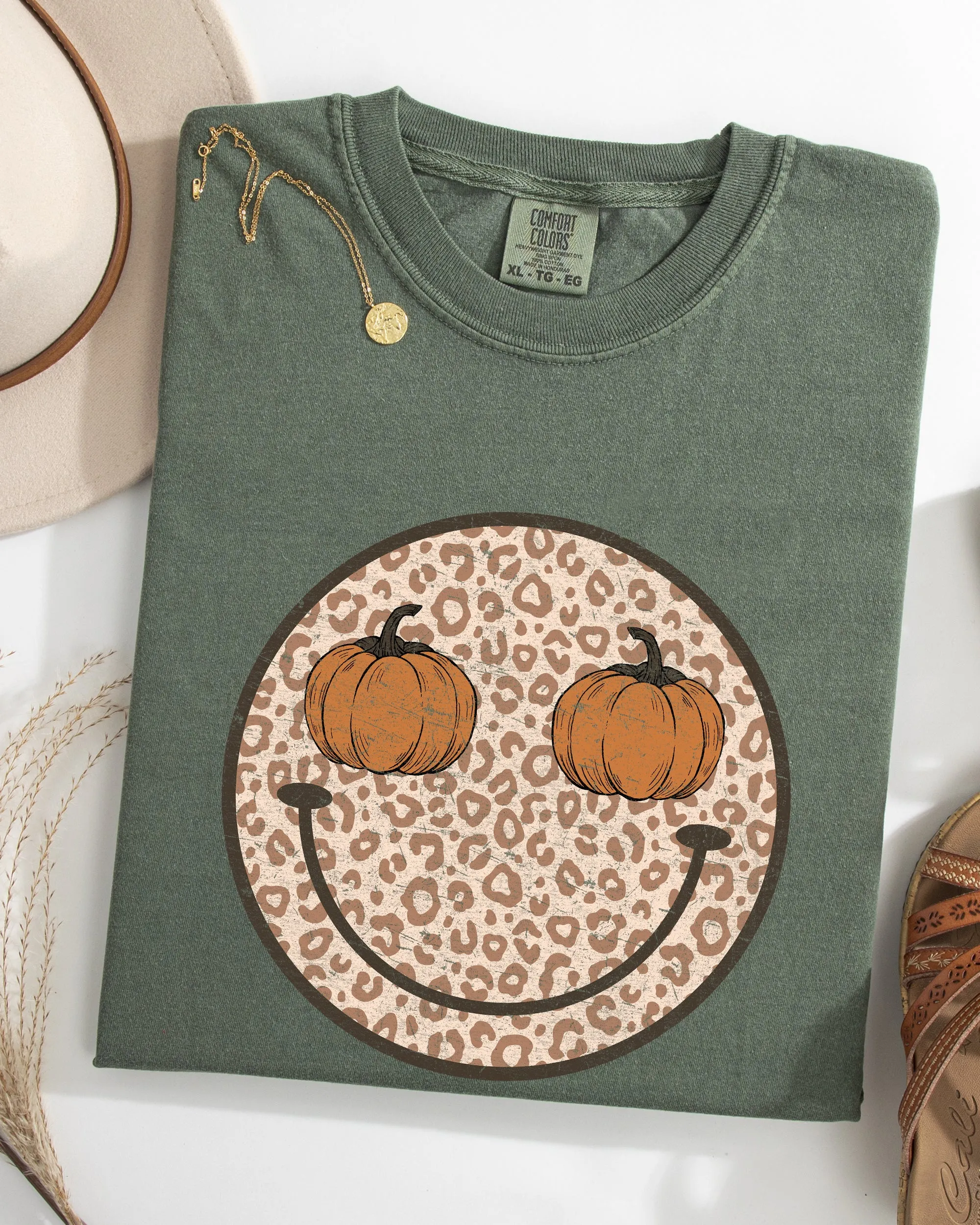 Leopard Print Smiley, Halloween, Pumpkin, Retro, Fall, Autumn Shirt Comfort Colors T-Shirt sold by Refinery Number One product image thumbnail 2