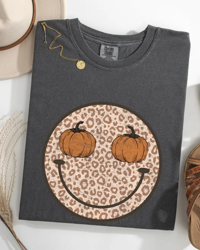 Leopard Print Smiley, Halloween, Pumpkin, Retro, Fall, Autumn Shirt Comfort Colors T-Shirt sold by Refinery Number One