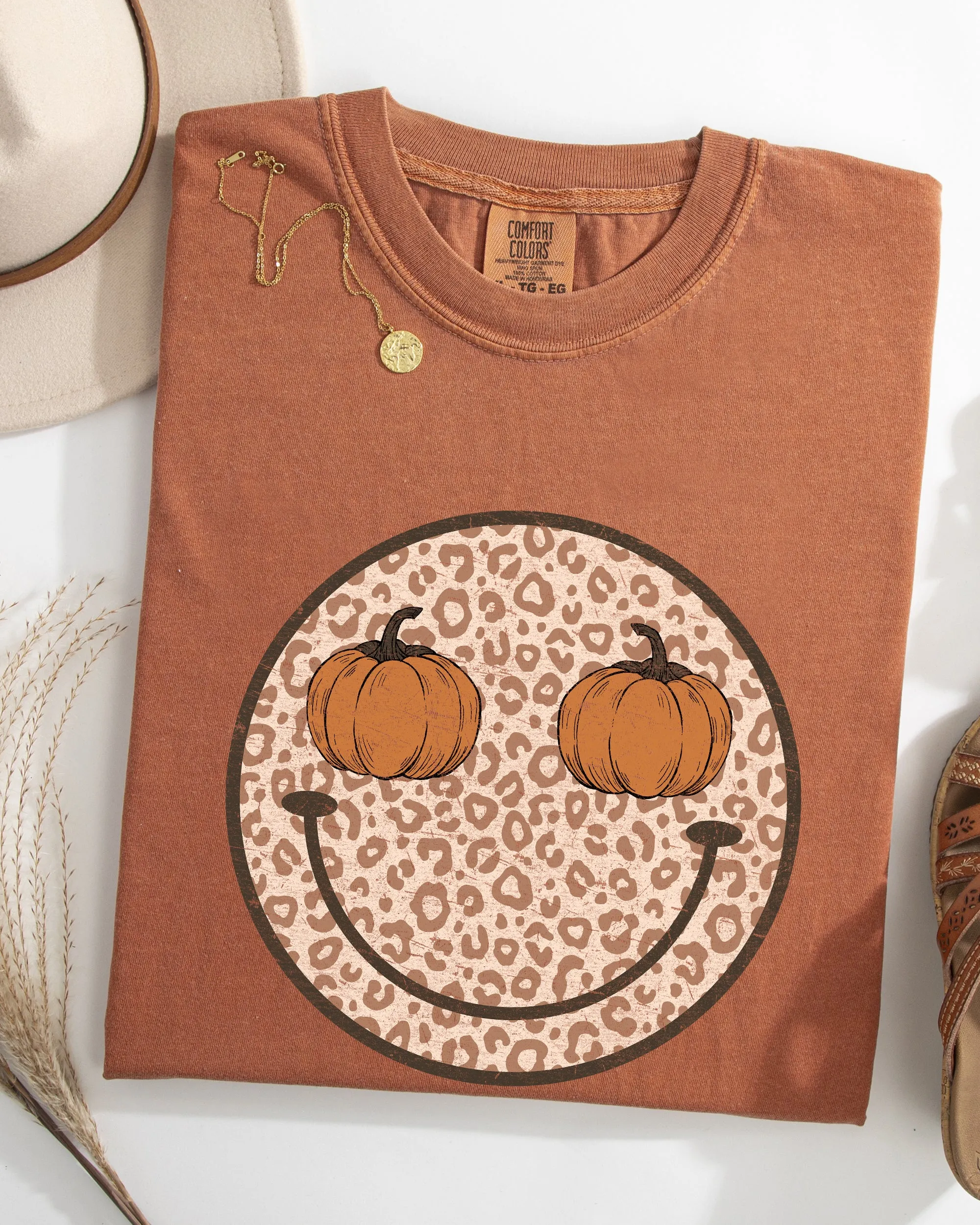 Leopard Print Smiley, Halloween, Pumpkin, Retro, Fall, Autumn Shirt Comfort Colors T-Shirt sold by Refinery Number One product image thumbnail 3