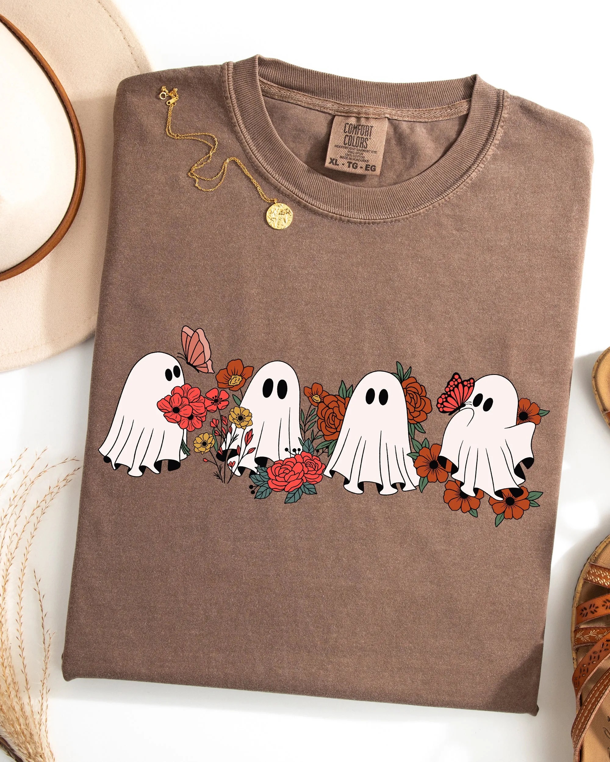 Mini Halloween Ghosts, Cute, Floral, Flowers, Autumn, Fall Shirt Comfort Colors T-Shirt sold by Refinery Number One product image thumbnail 5