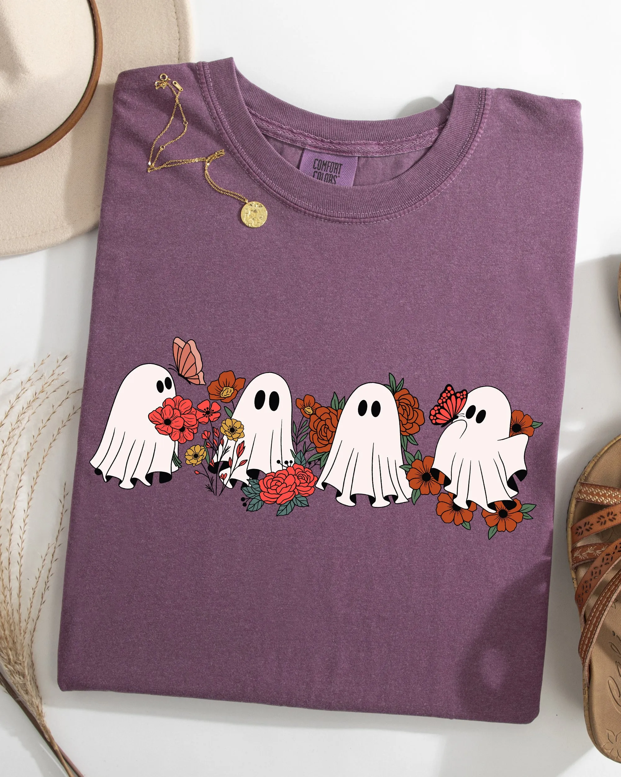 Mini Halloween Ghosts, Cute, Floral, Flowers, Autumn, Fall Shirt Comfort Colors T-Shirt sold by Refinery Number One product image thumbnail 4