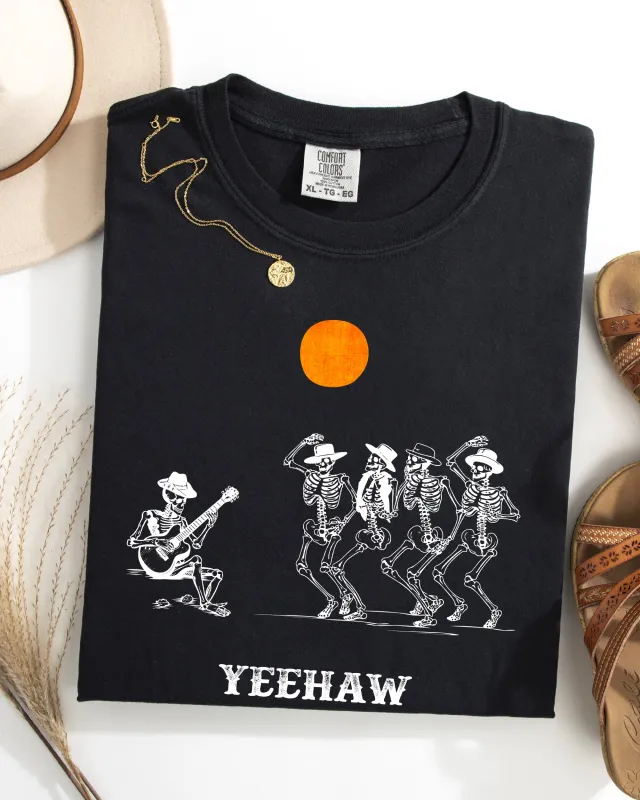 Yeehaw, Dancing Skeletons, Halloween, Country, Western, Cowboys Shirt Comfort Colors T-Shirt sold by Refinery Number One
