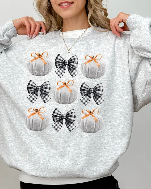 Halloween Ribbons and Pumpkins, Coquette Bows, Fall, Autumn Sweatshirt sold by Refinery Number One