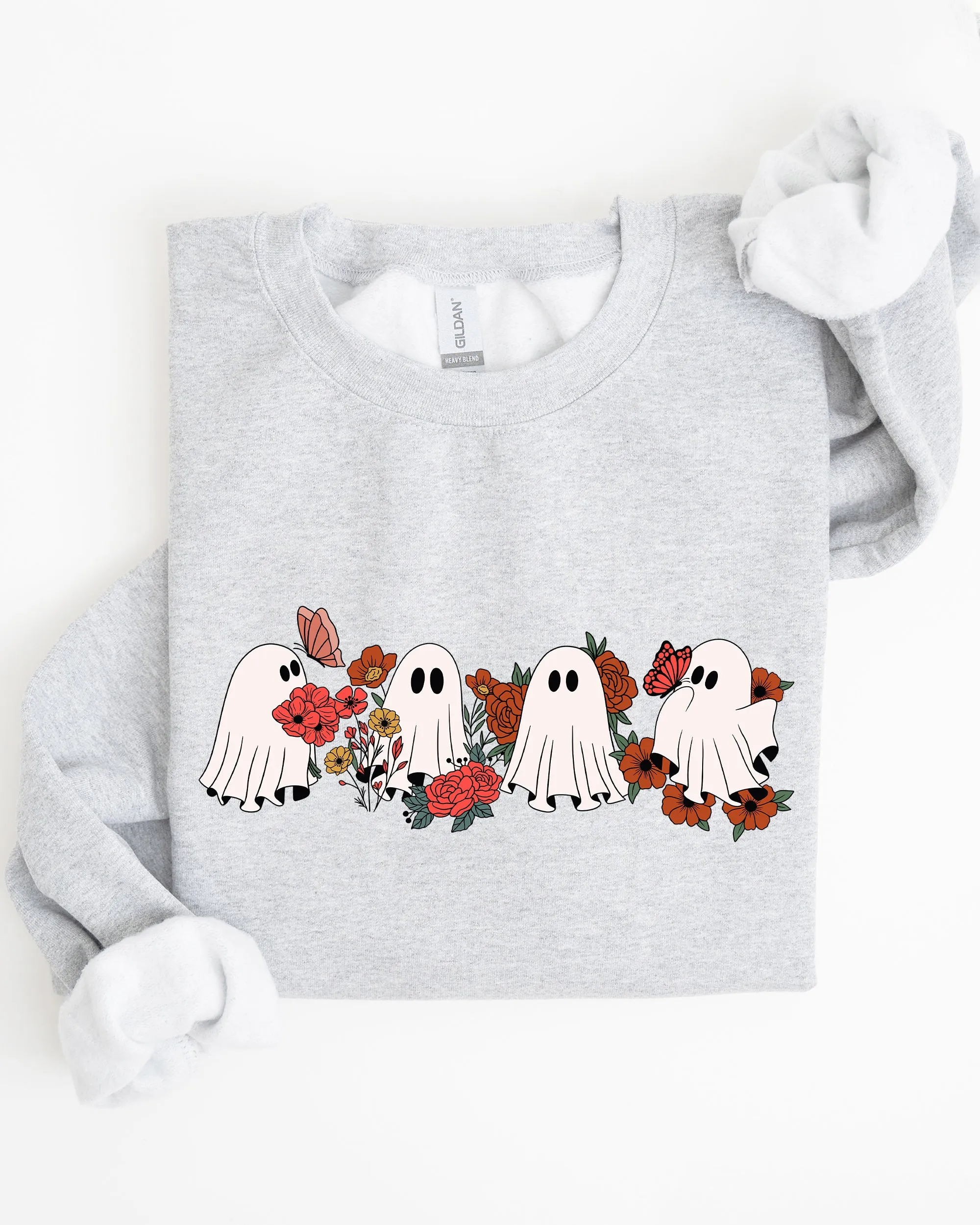 Mini Halloween Ghosts, Cute, Floral, Flowers, Autumn, Fall Sweatshirt sold by Refinery Number One product image thumbnail 4