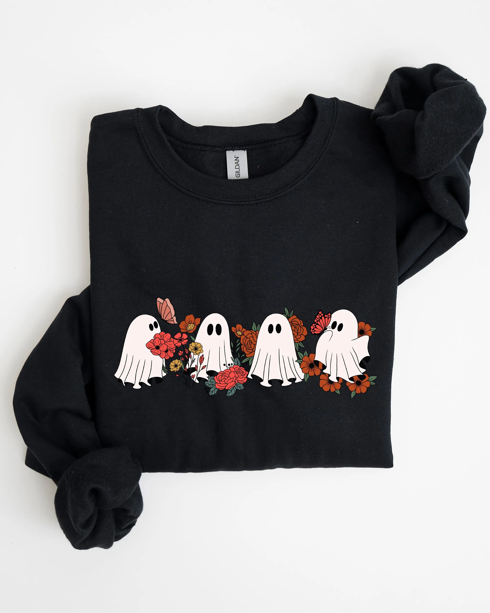 Mini Halloween Ghosts, Cute, Floral, Flowers, Autumn, Fall Sweatshirt sold by Refinery Number One product image thumbnail 5
