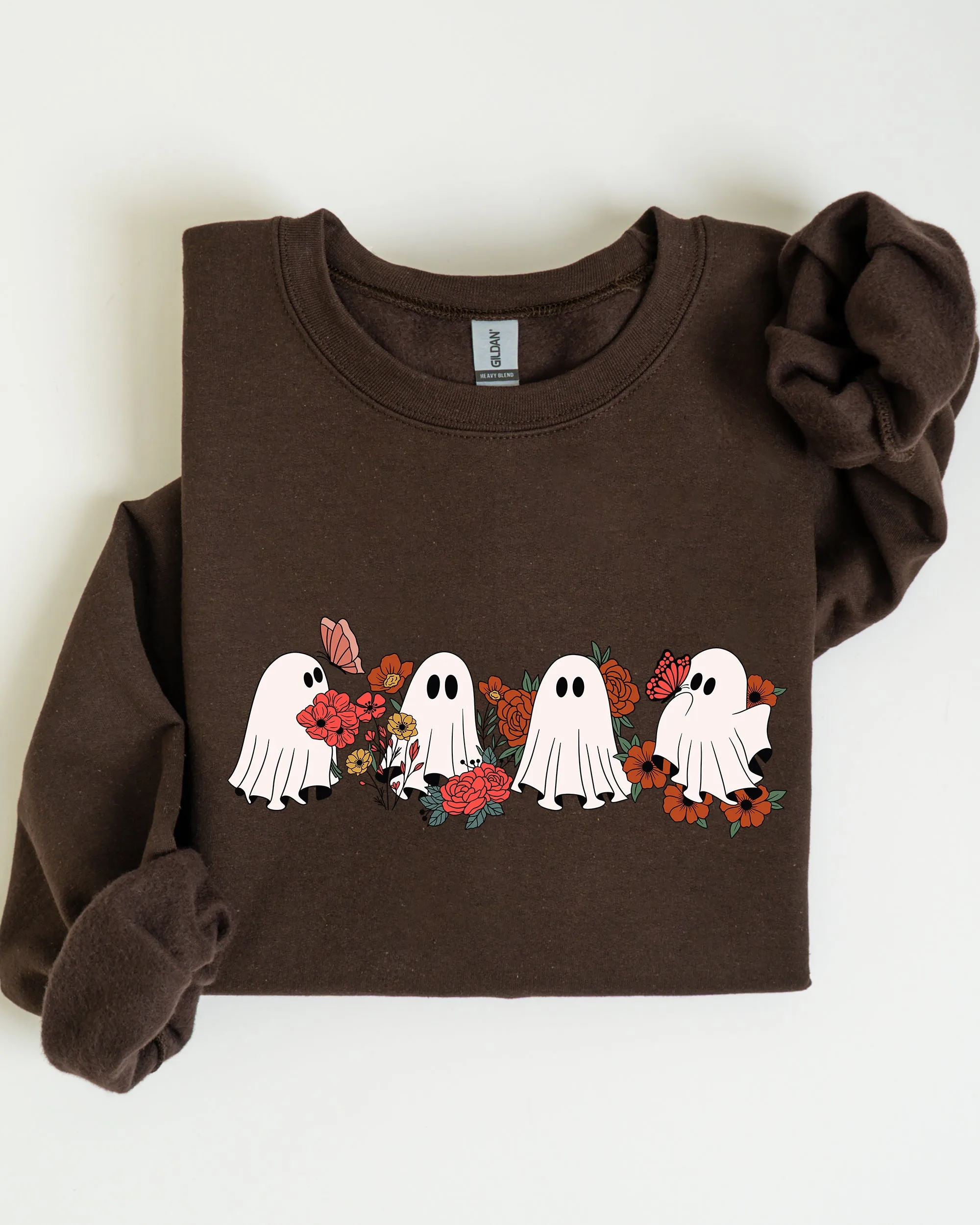 Mini Halloween Ghosts, Cute, Floral, Flowers, Autumn, Fall Sweatshirt sold by Refinery Number One product image thumbnail 3